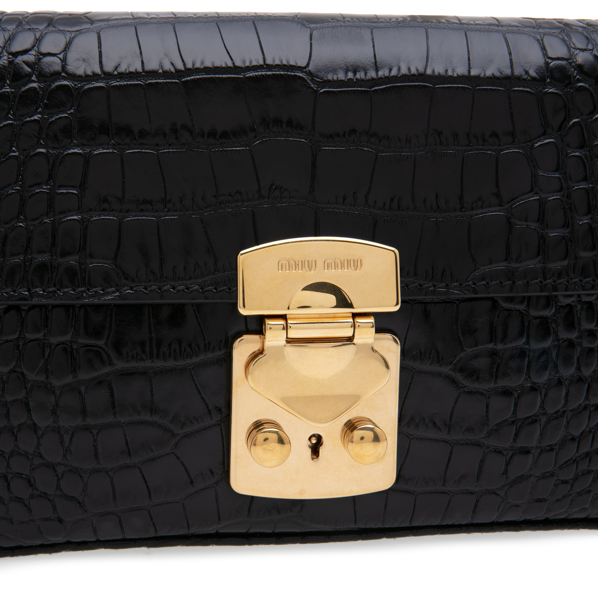

Crocodile bandoleer bag, Black