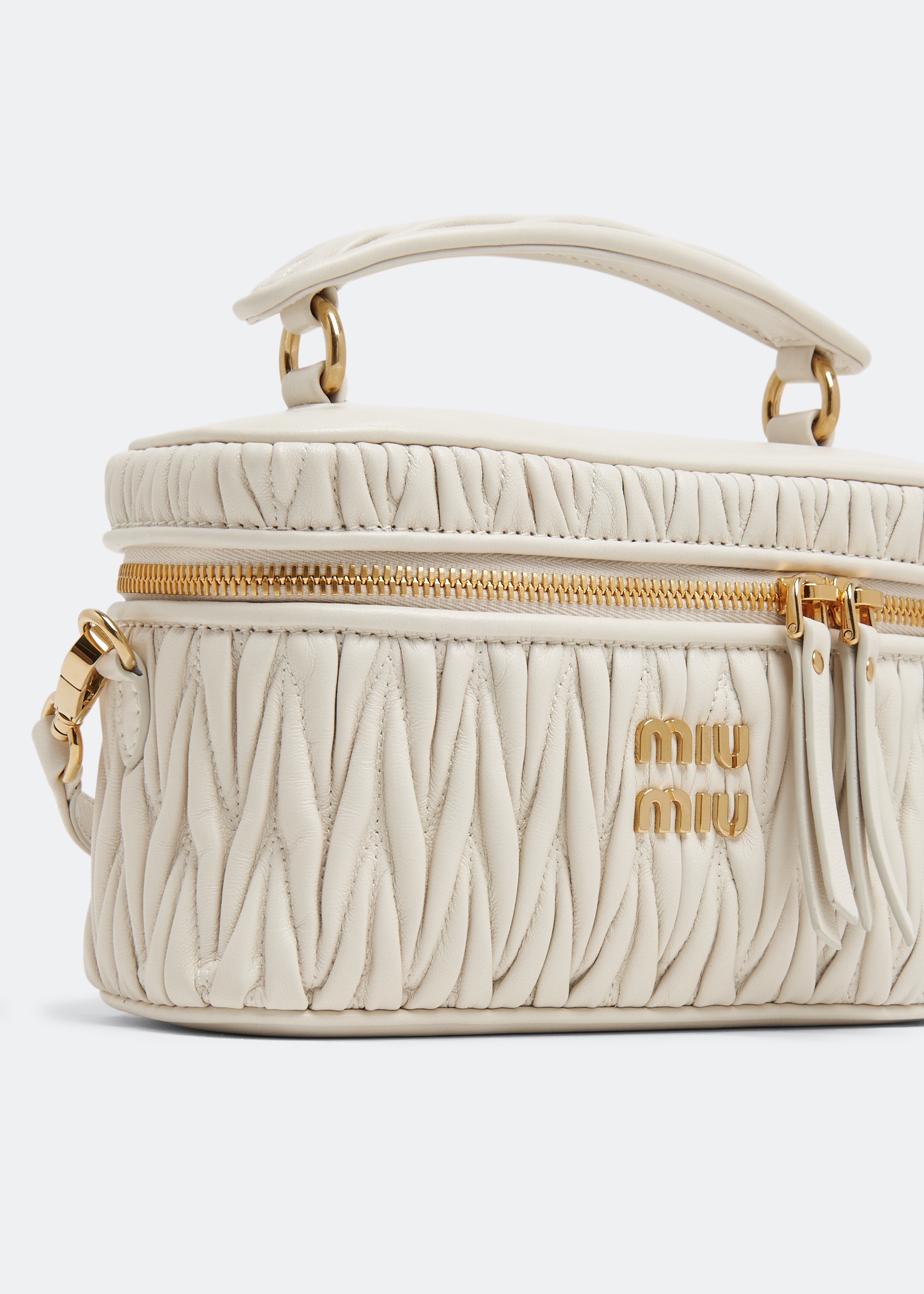 

Matelassé top handle bag, White