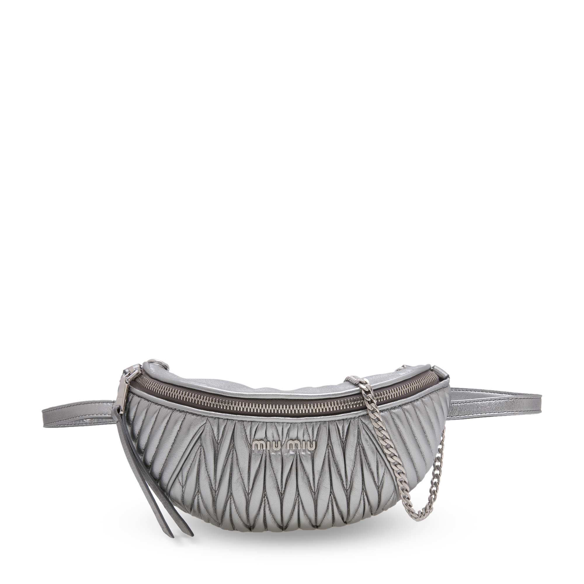 

Matelassé leather belt bag, Silver