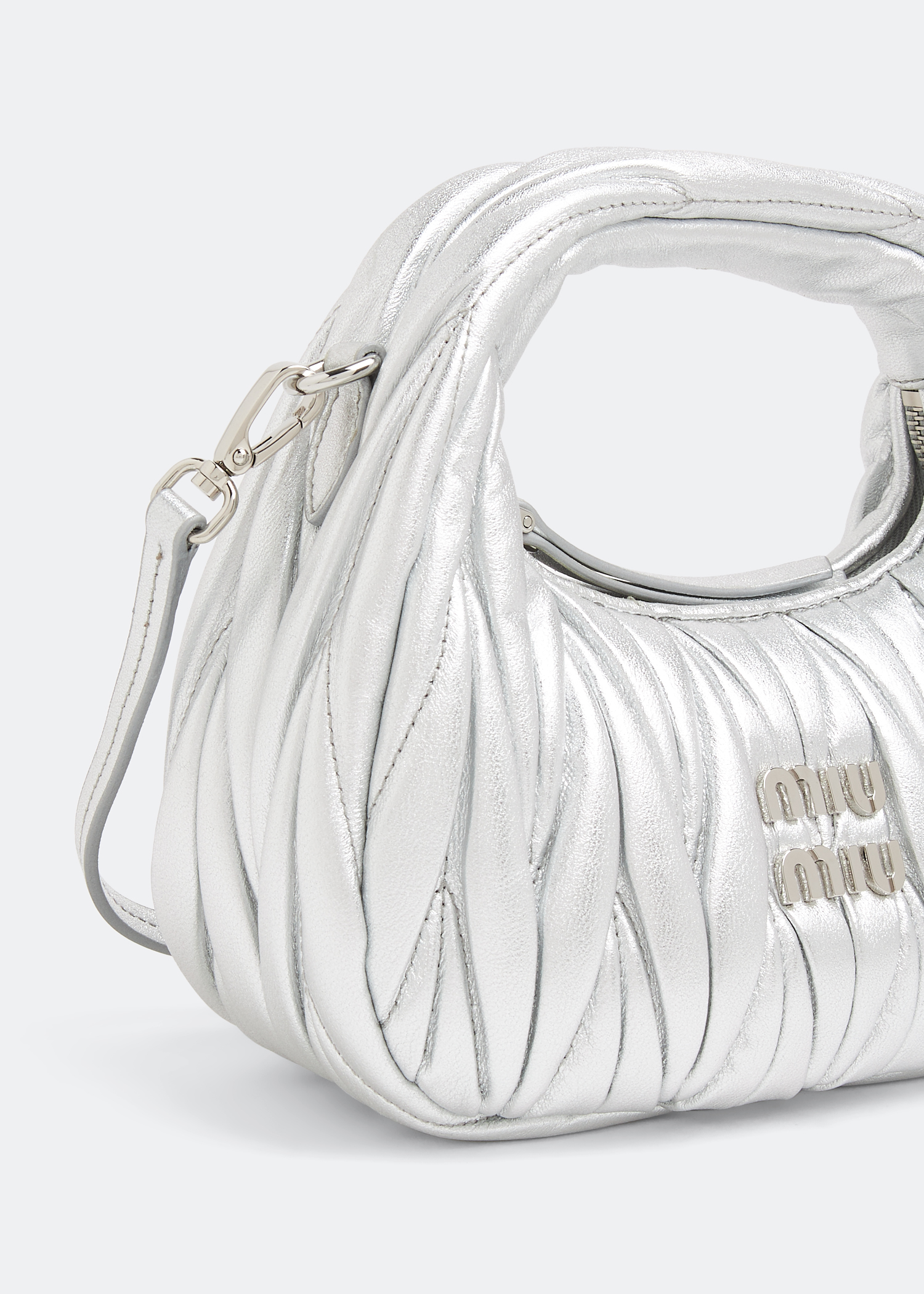 

Wander matelassé hobo mini bag, Silver