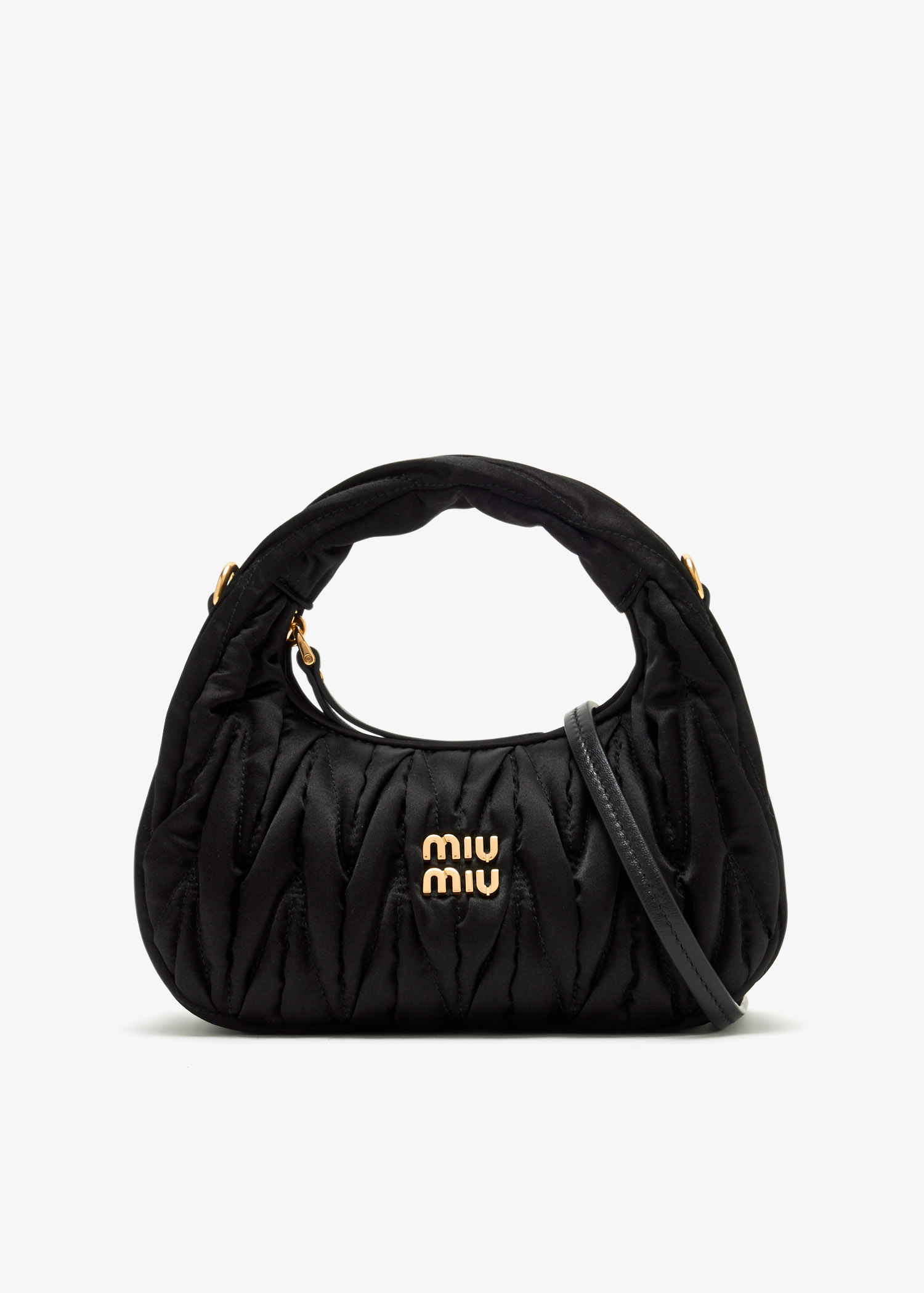 

Wander matelassé silk mini-bag, Black