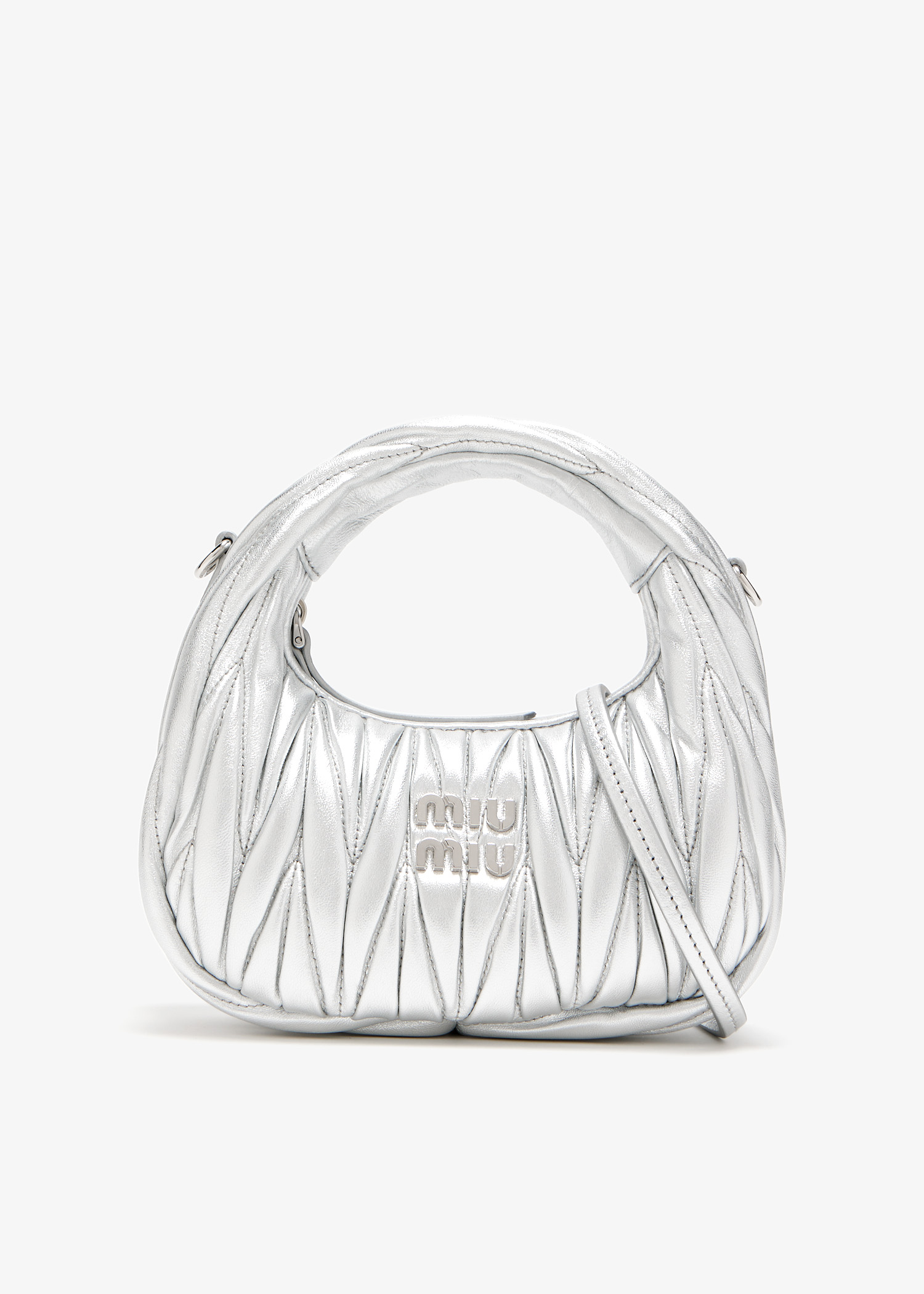 

Wander matelassé hobo mini-bag, Silver