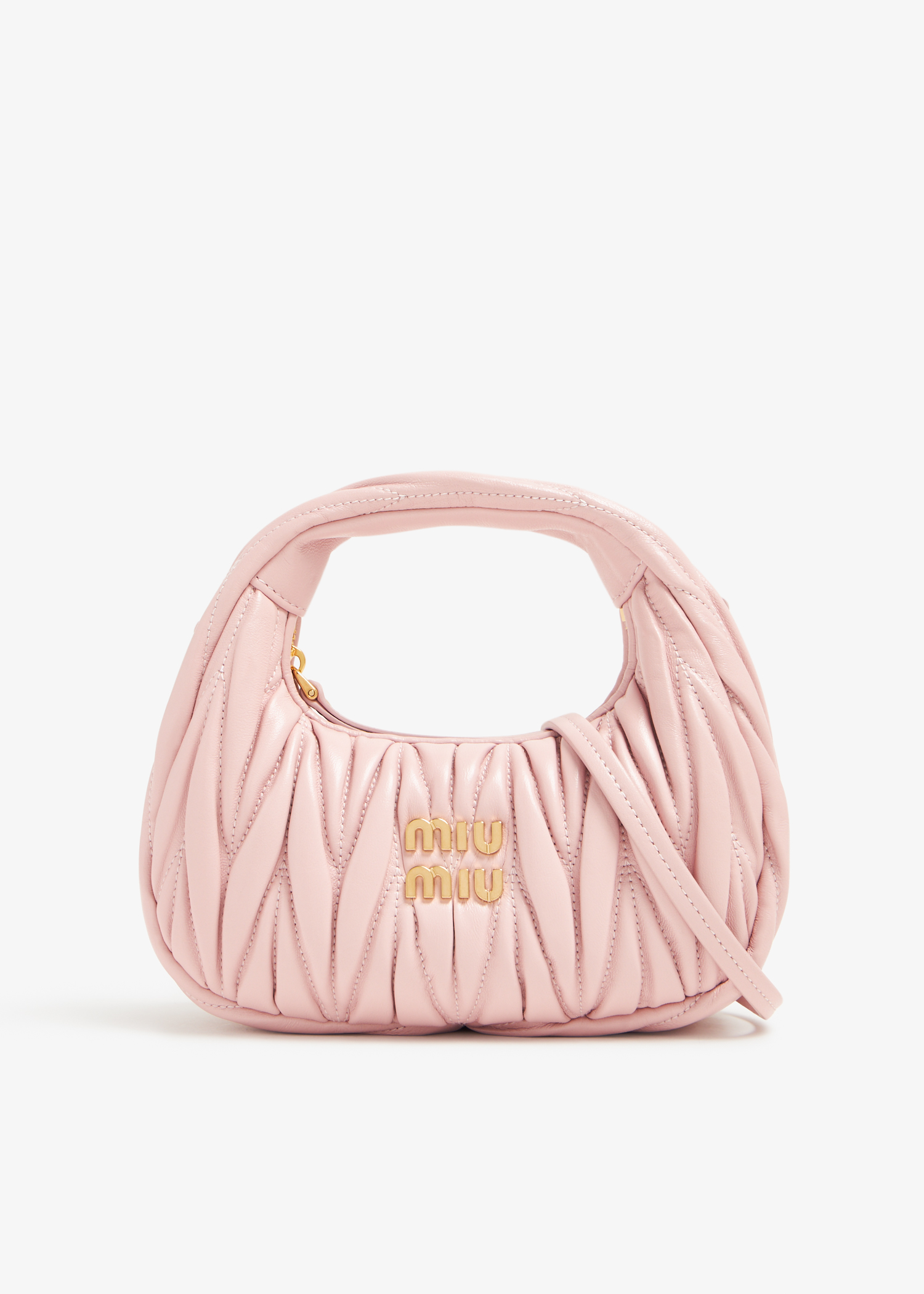 

Wander matelassé hobo mini bag, Pink
