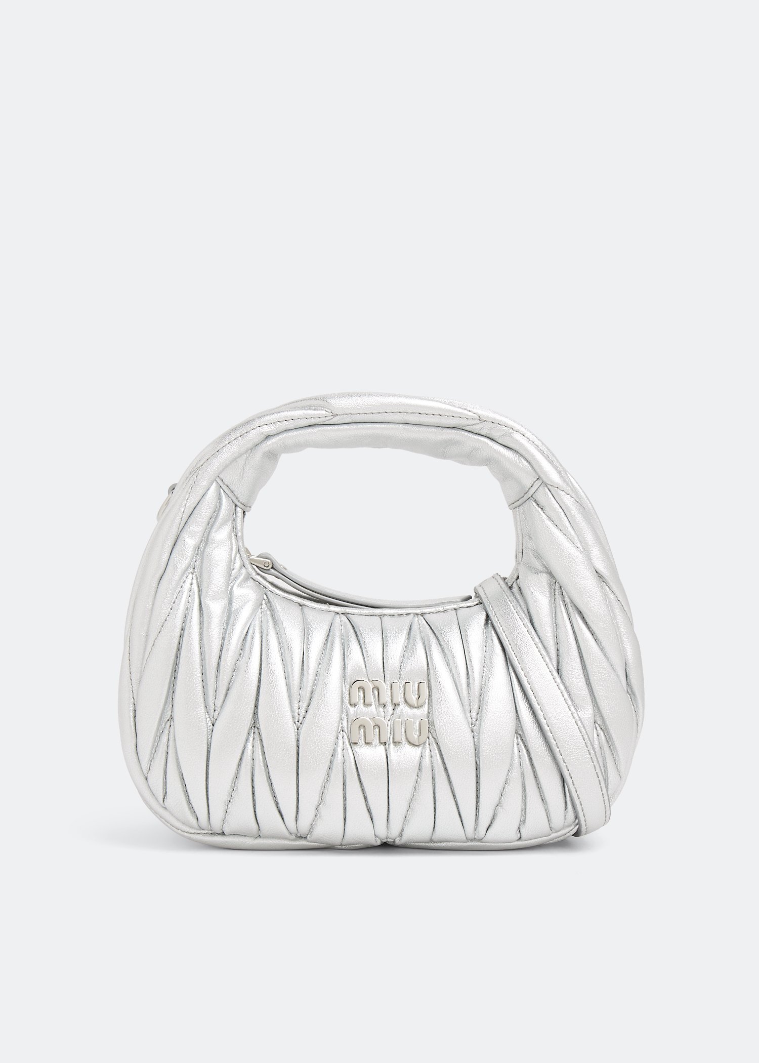 

Wander matelassé hobo mini bag, Silver