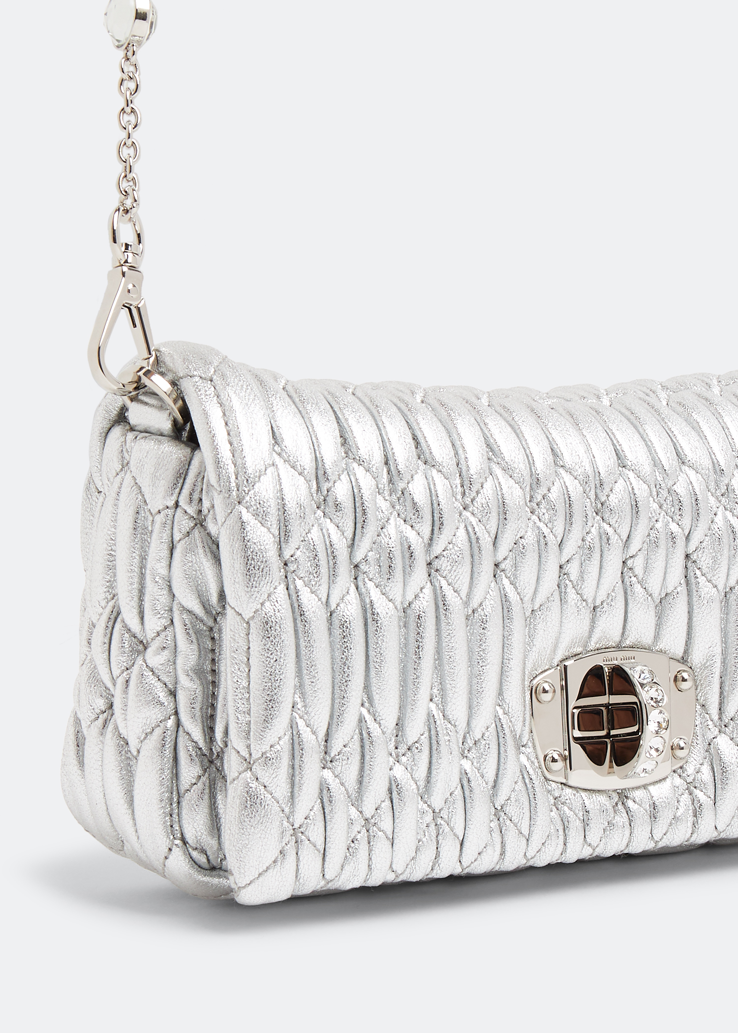 

Miu crystal leather mini-bag, Silver