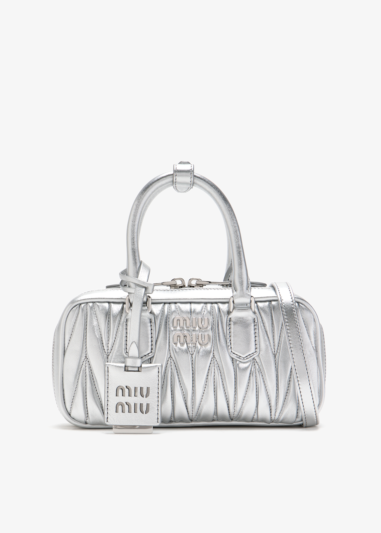 

Arcadie matelassé leather mini-bag, Silver