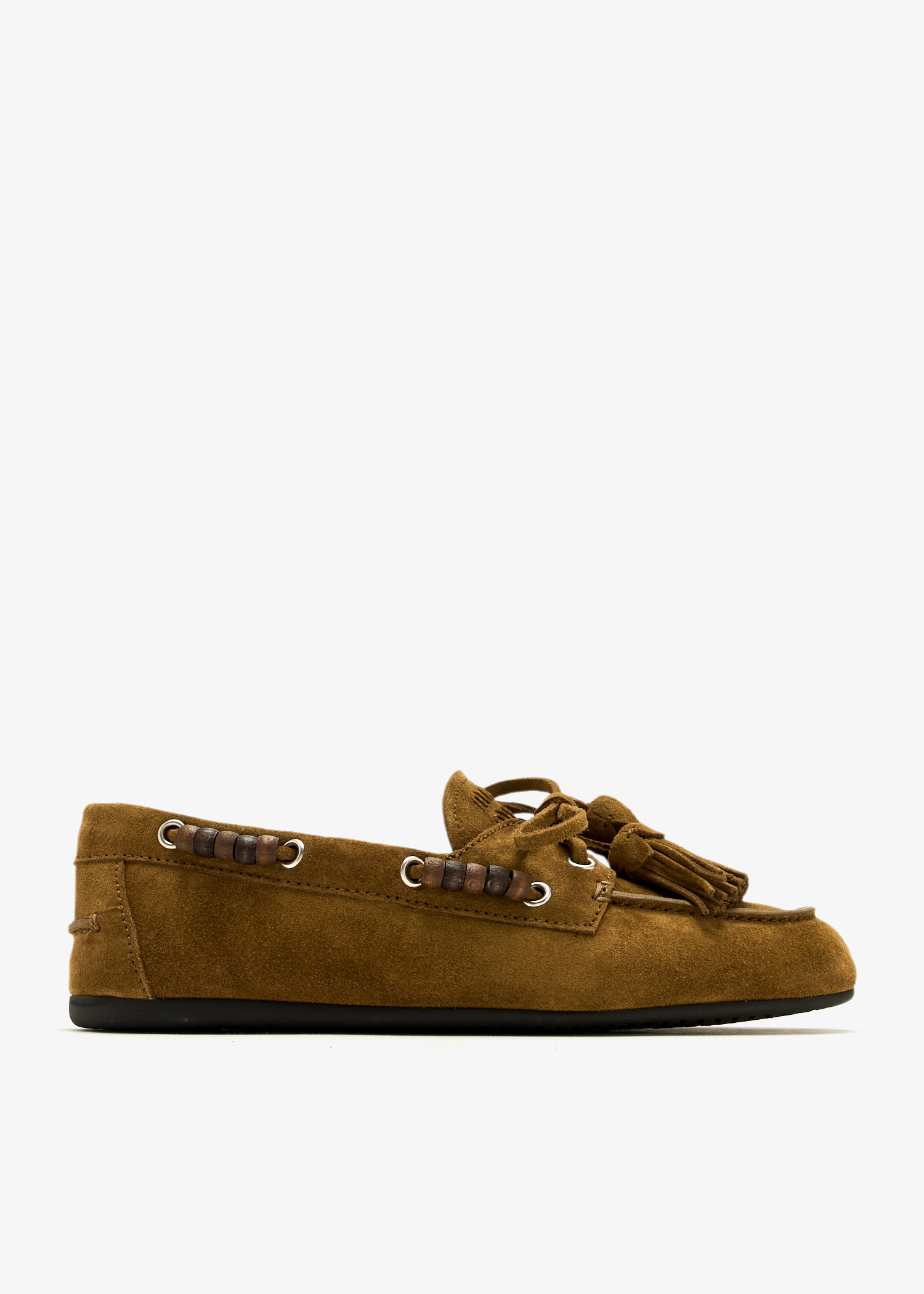 

Suede tassel loafers, Khaki