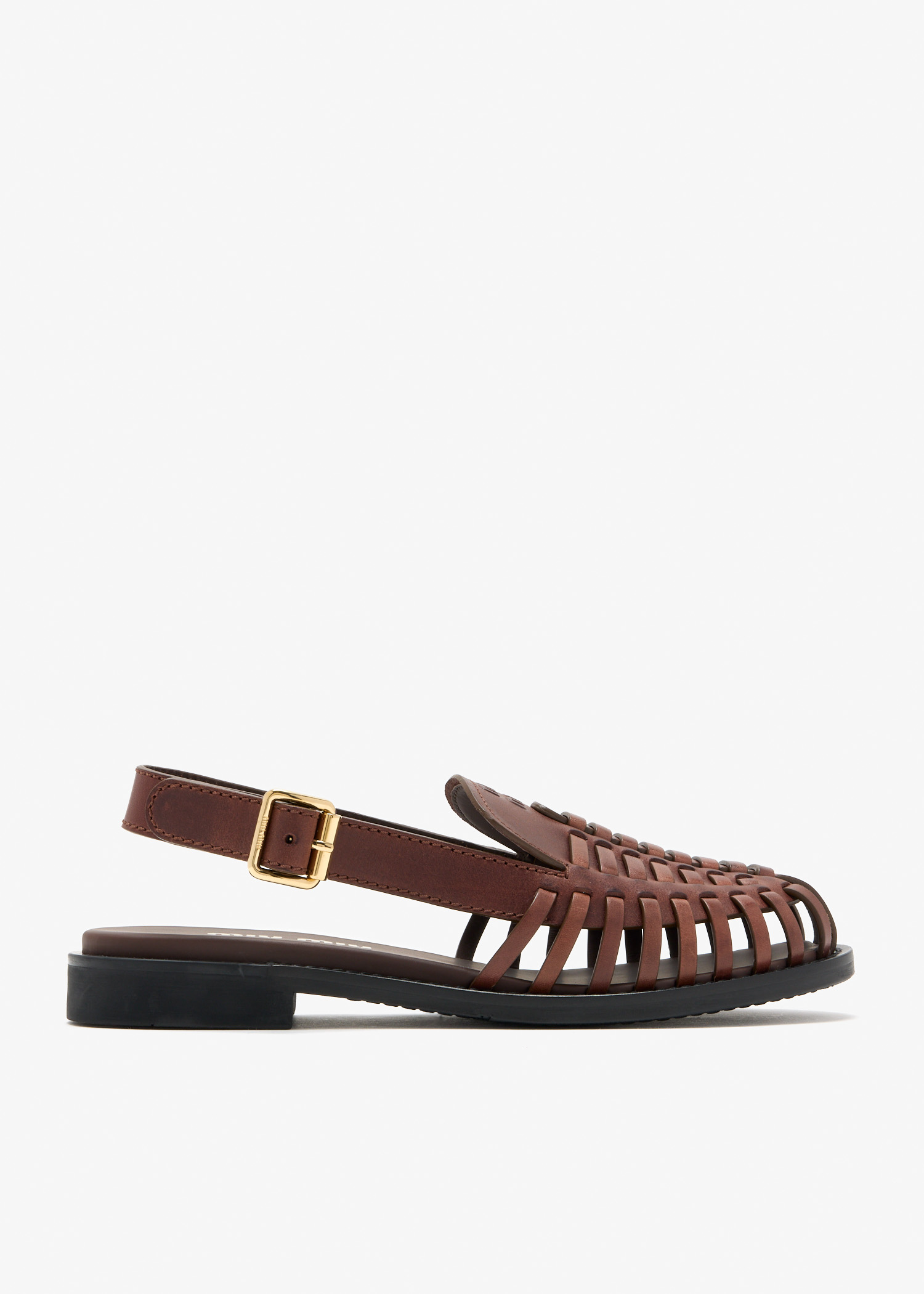 

Leather slingback loafers, Brown