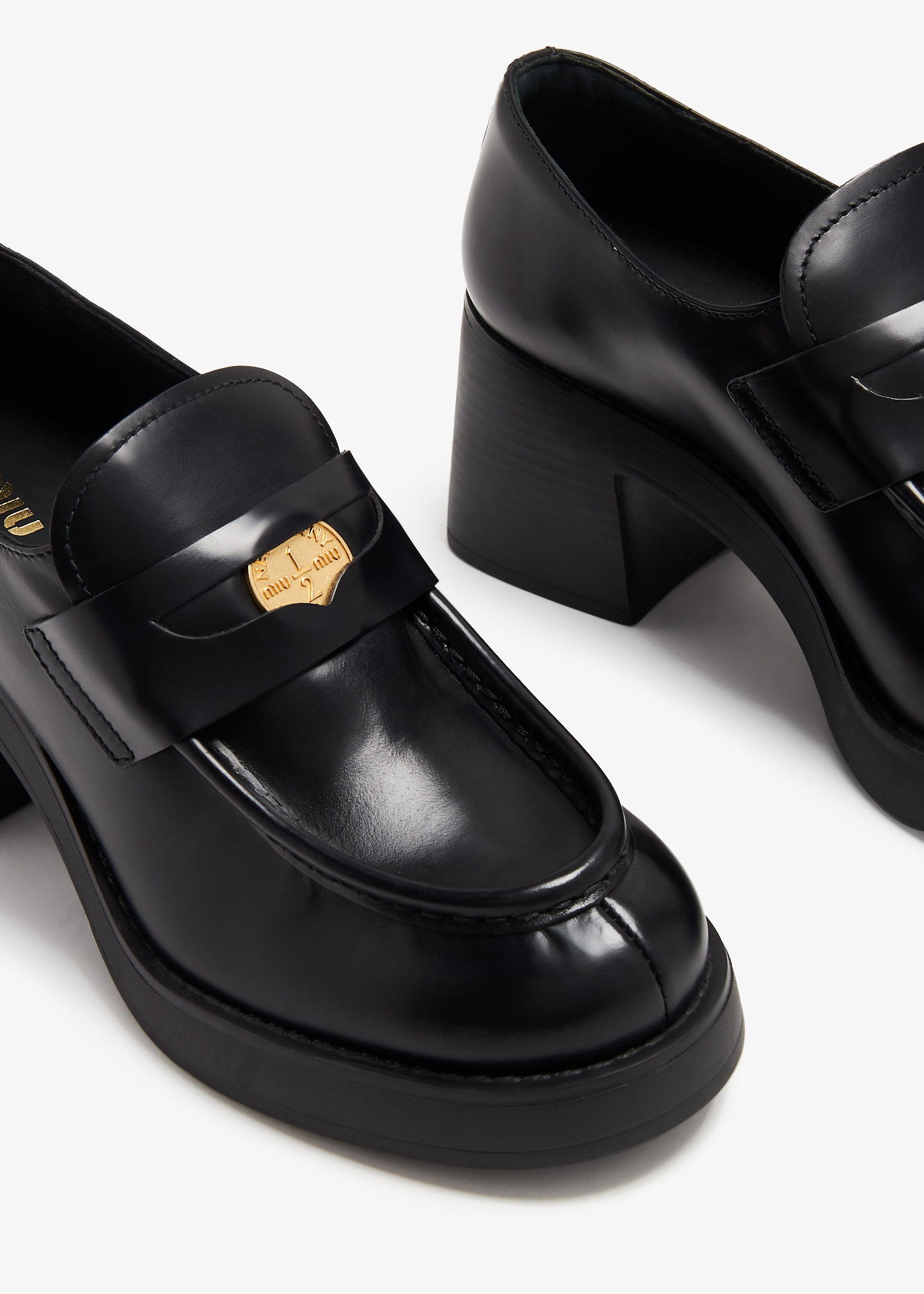 

Leather penny loafers, Black