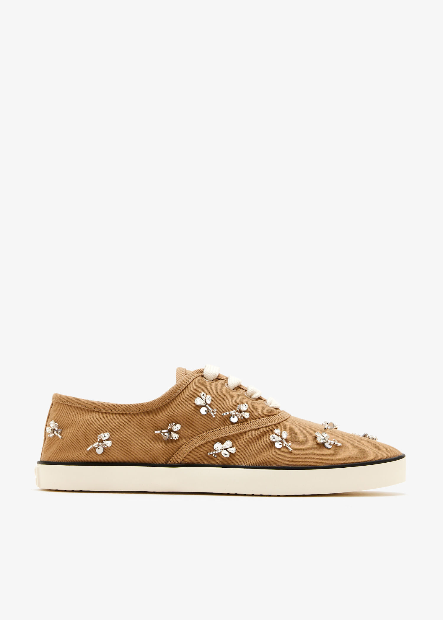 

Embroidered drill sneakers, Beige