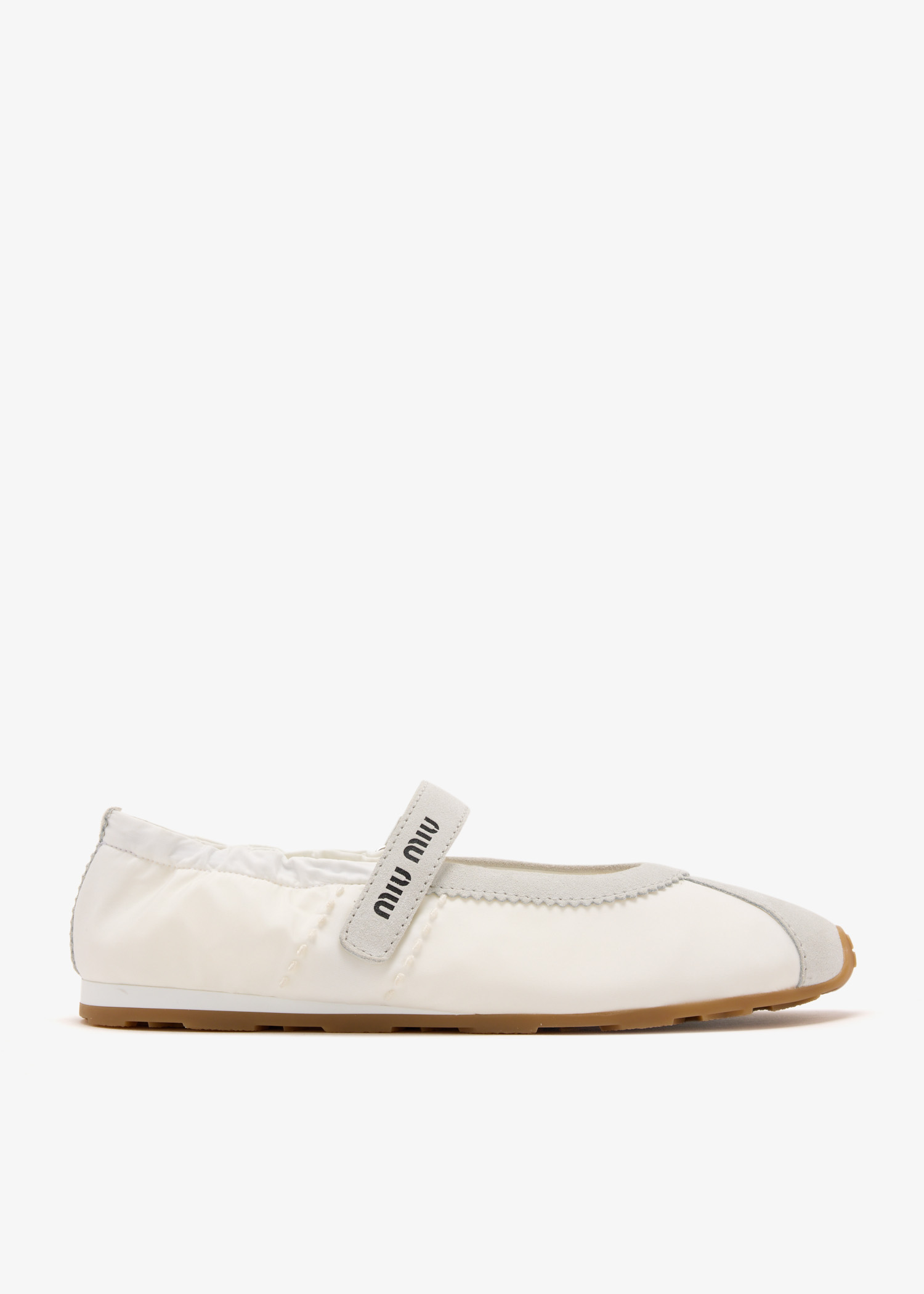 

Plume technical fabric and suede ballerinas, White