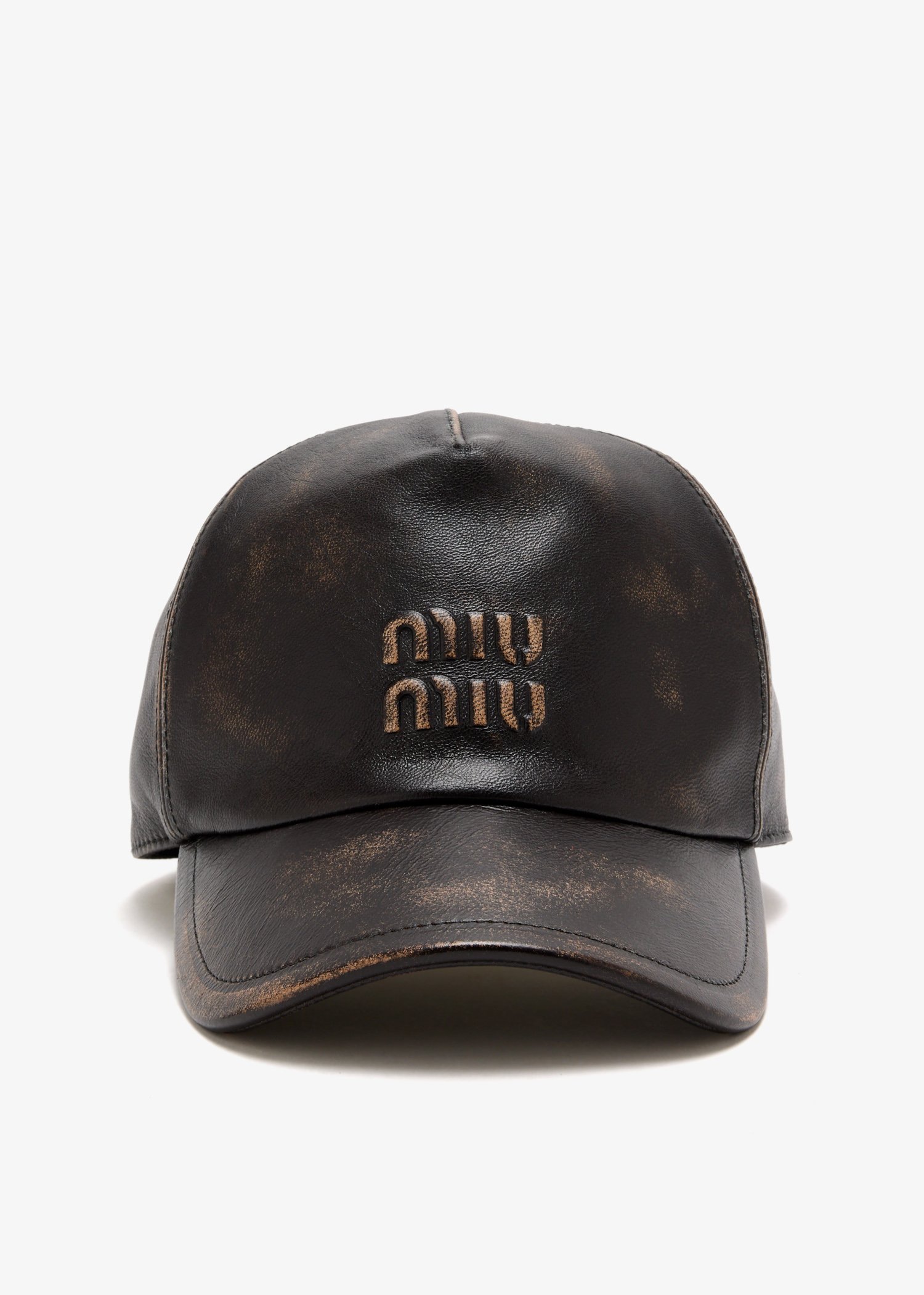 

Nappa leather baseball cap, Brown