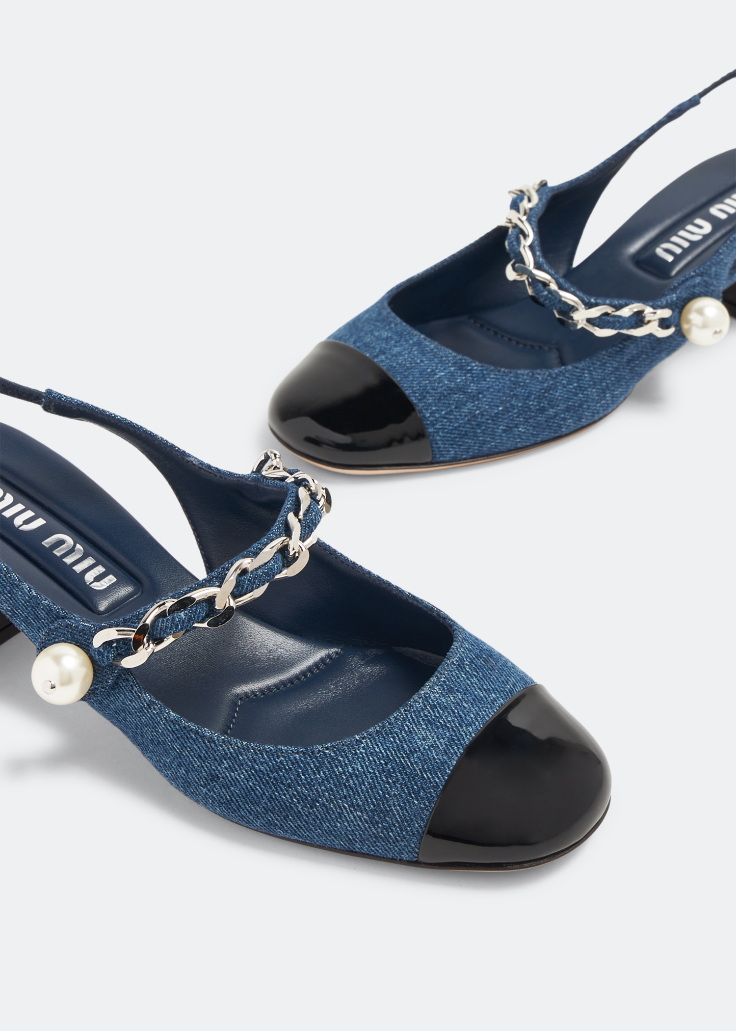 

Denim slingback pumps, Blue