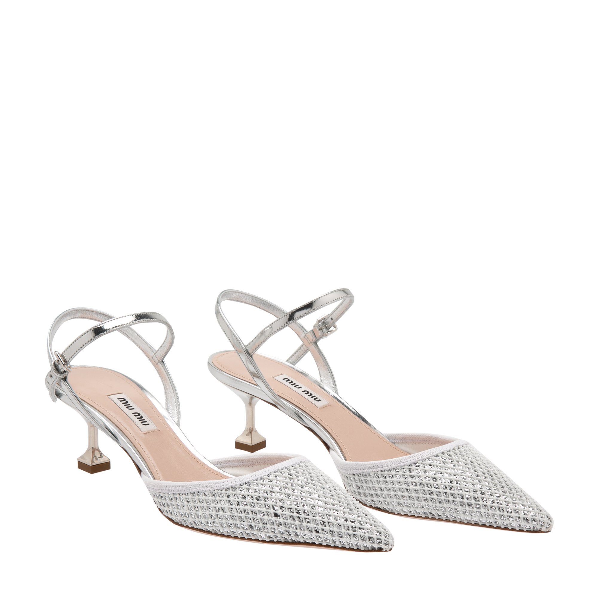 

Glitter slingback pumps, Silver