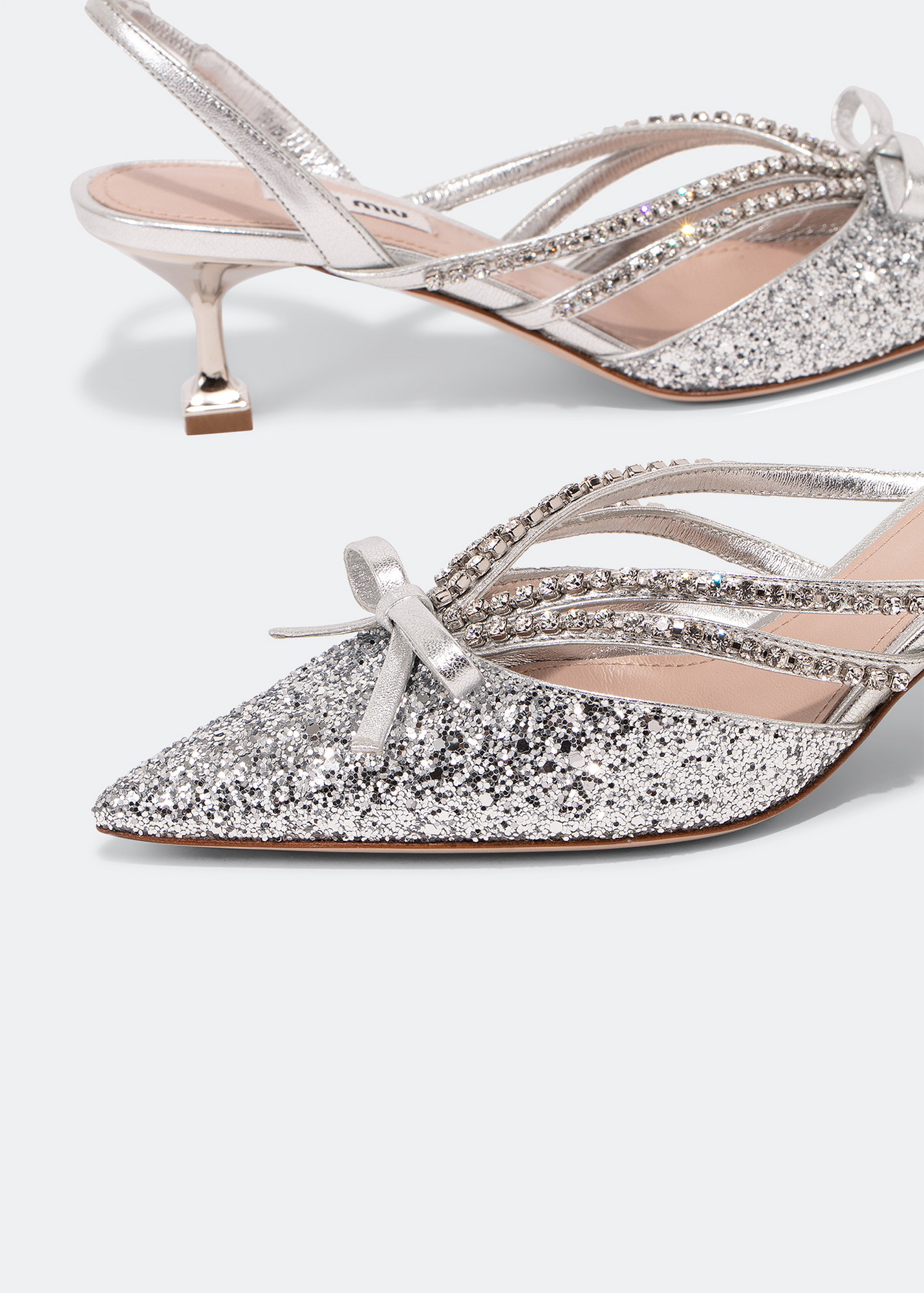 

Glitter slingback pumps, Silver