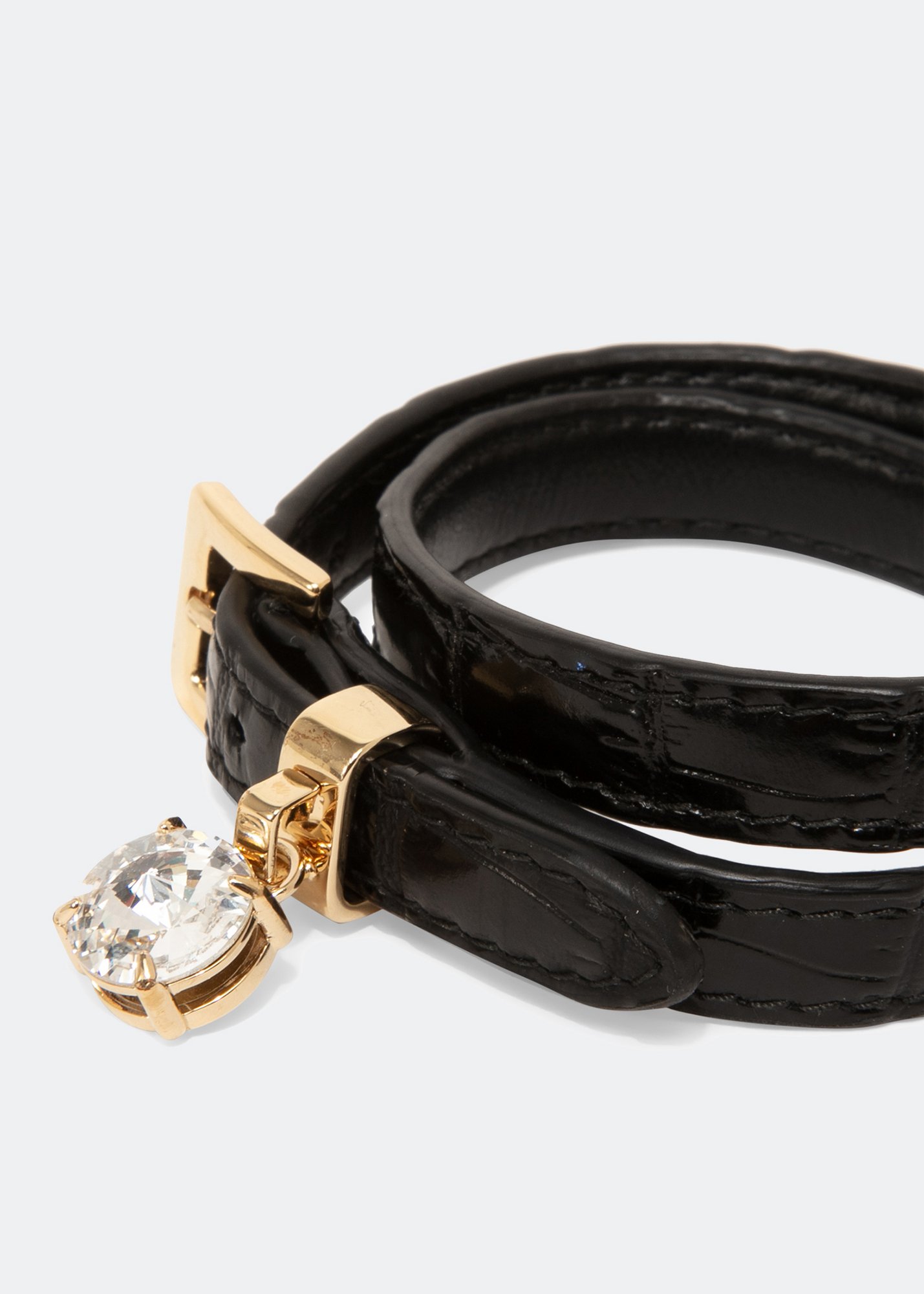 

Croc-print leather bracelet, Black