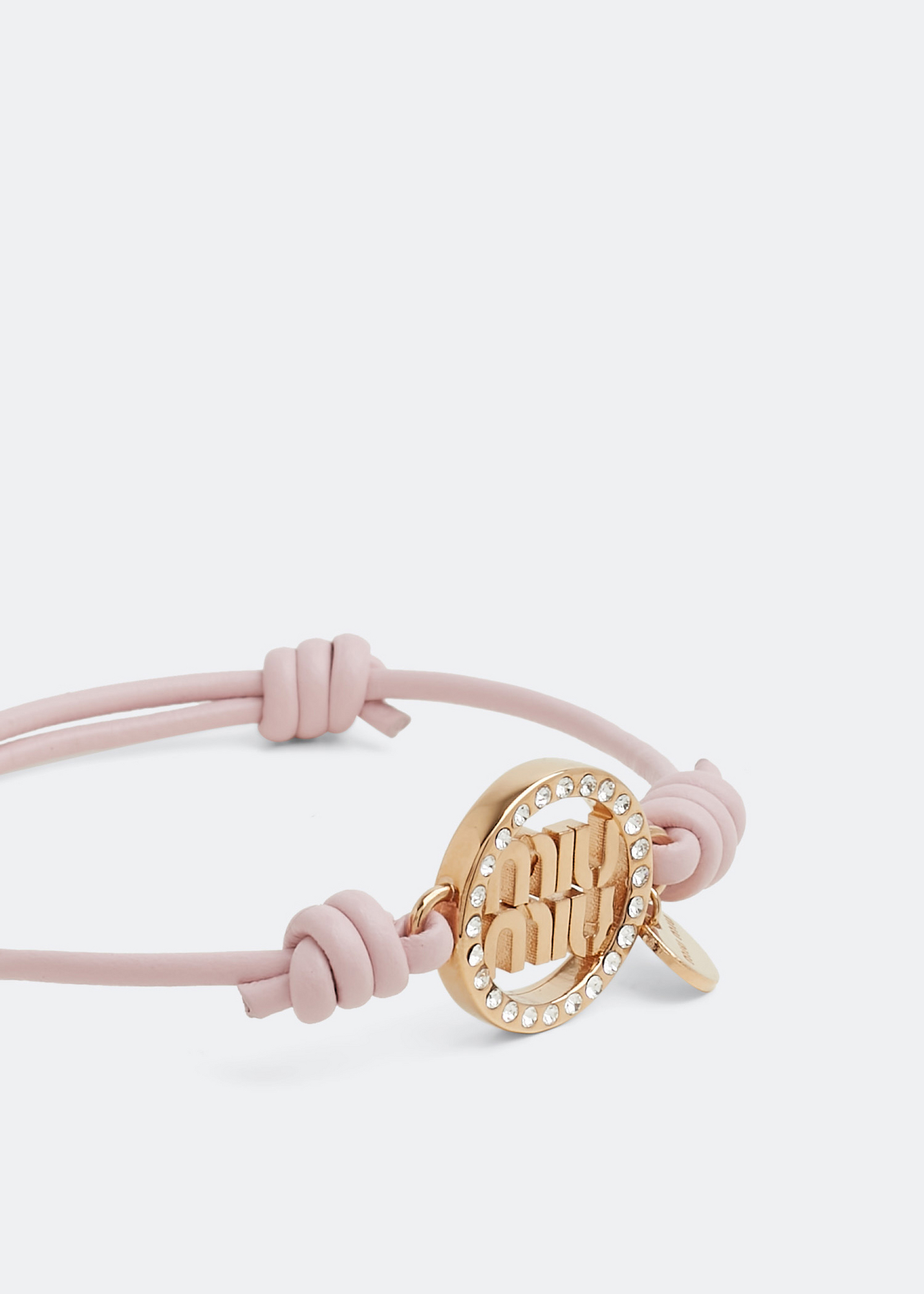 

Logo leather and metal bracelet, Pink