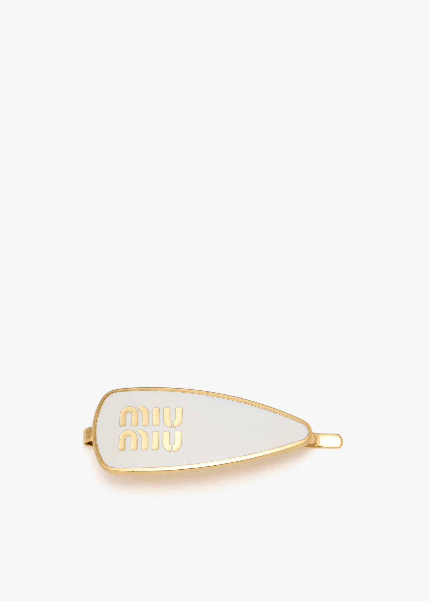 

Enameled metal hair clip, White