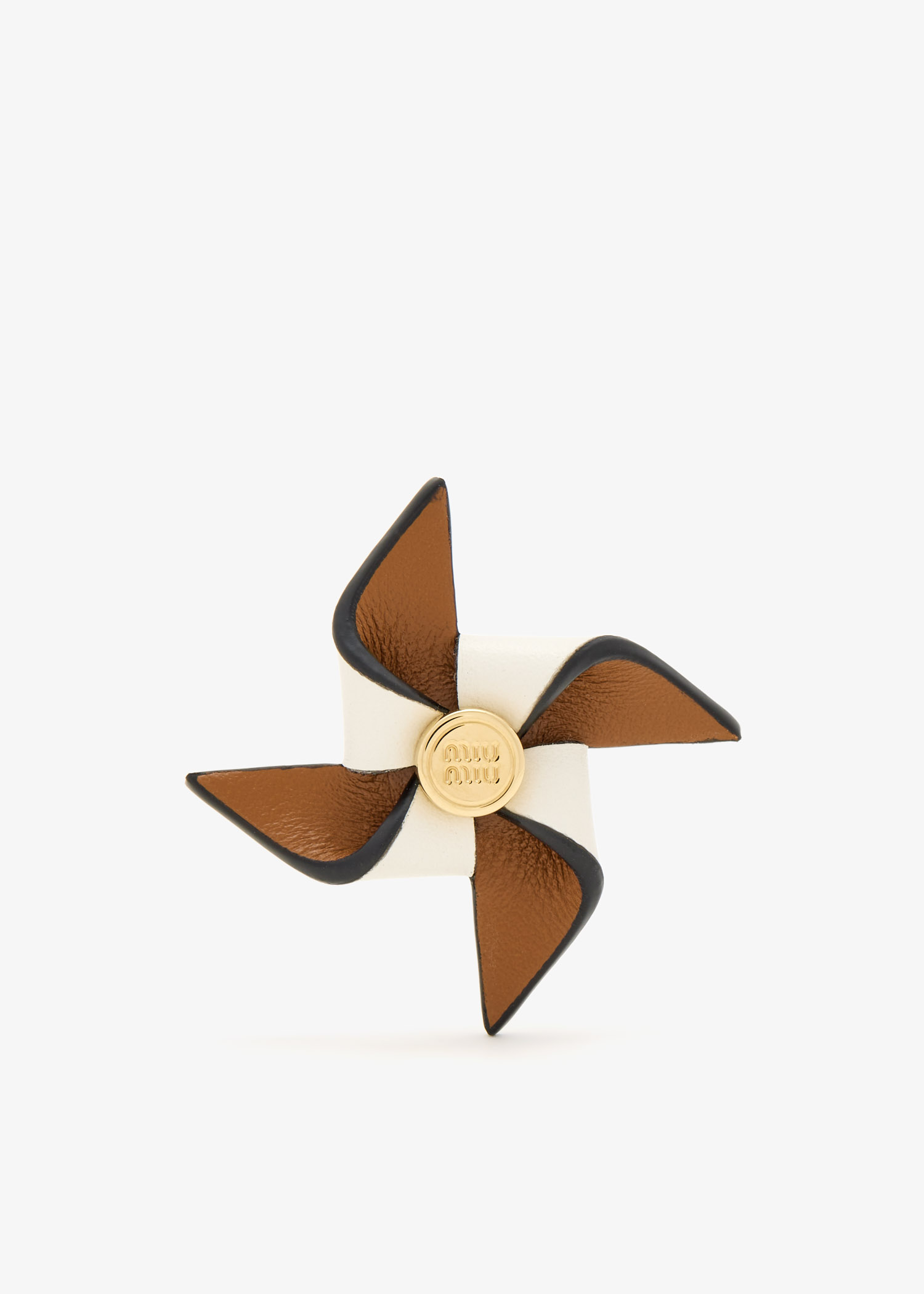 

Leather pinwheel brooch, Brown