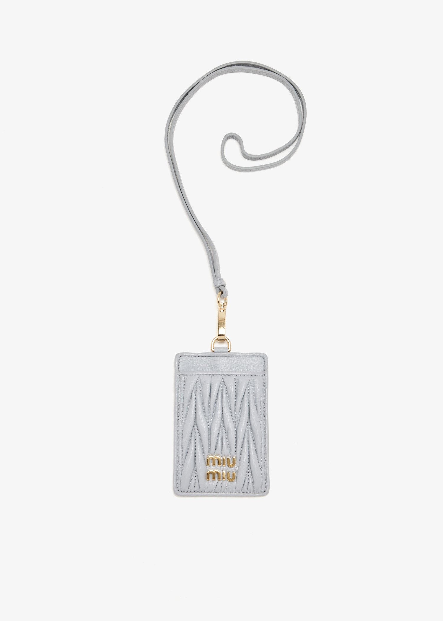 

Matelassé nappa leather badge holder, Grey