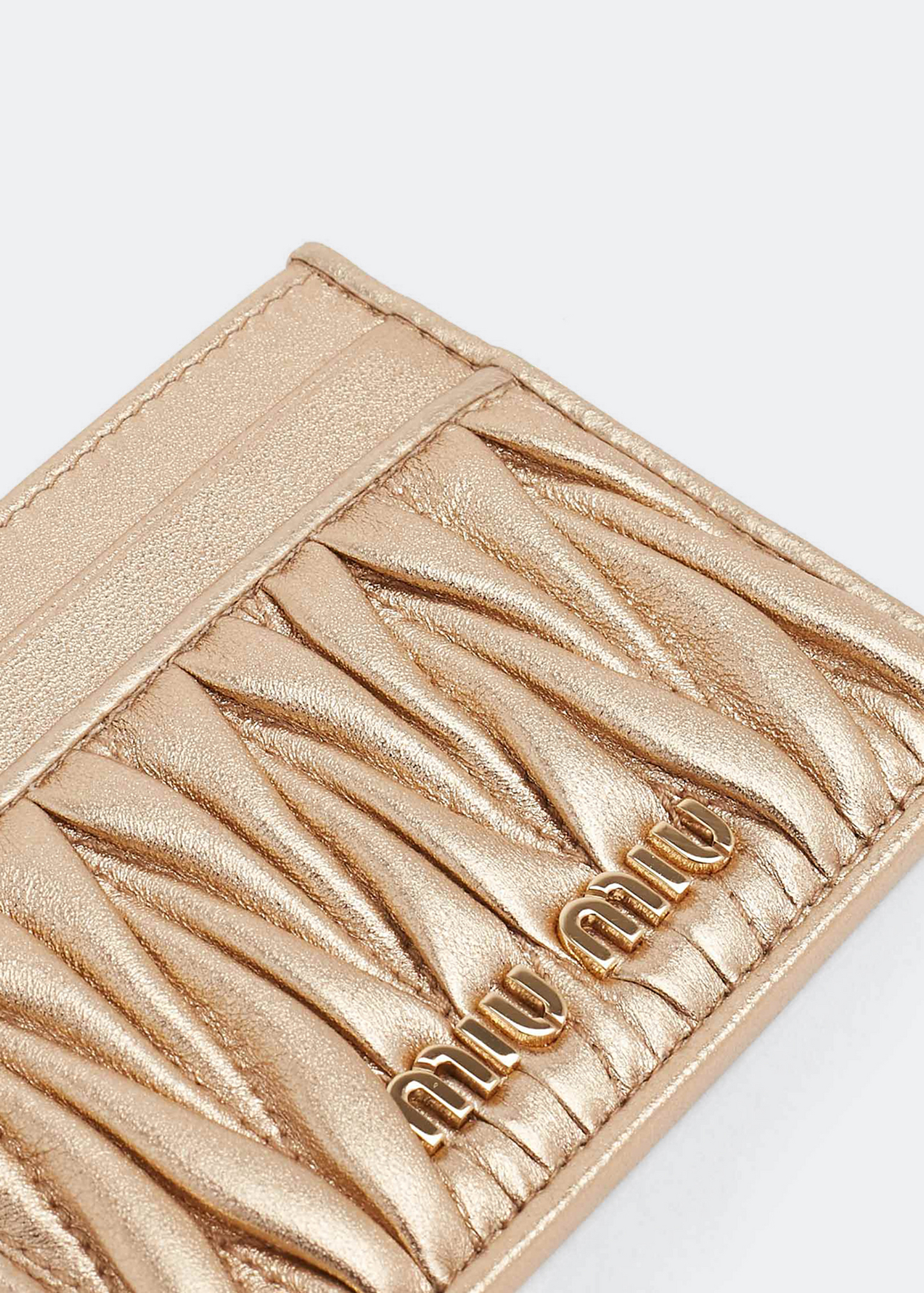 

Matelasse leather card holder, Gold