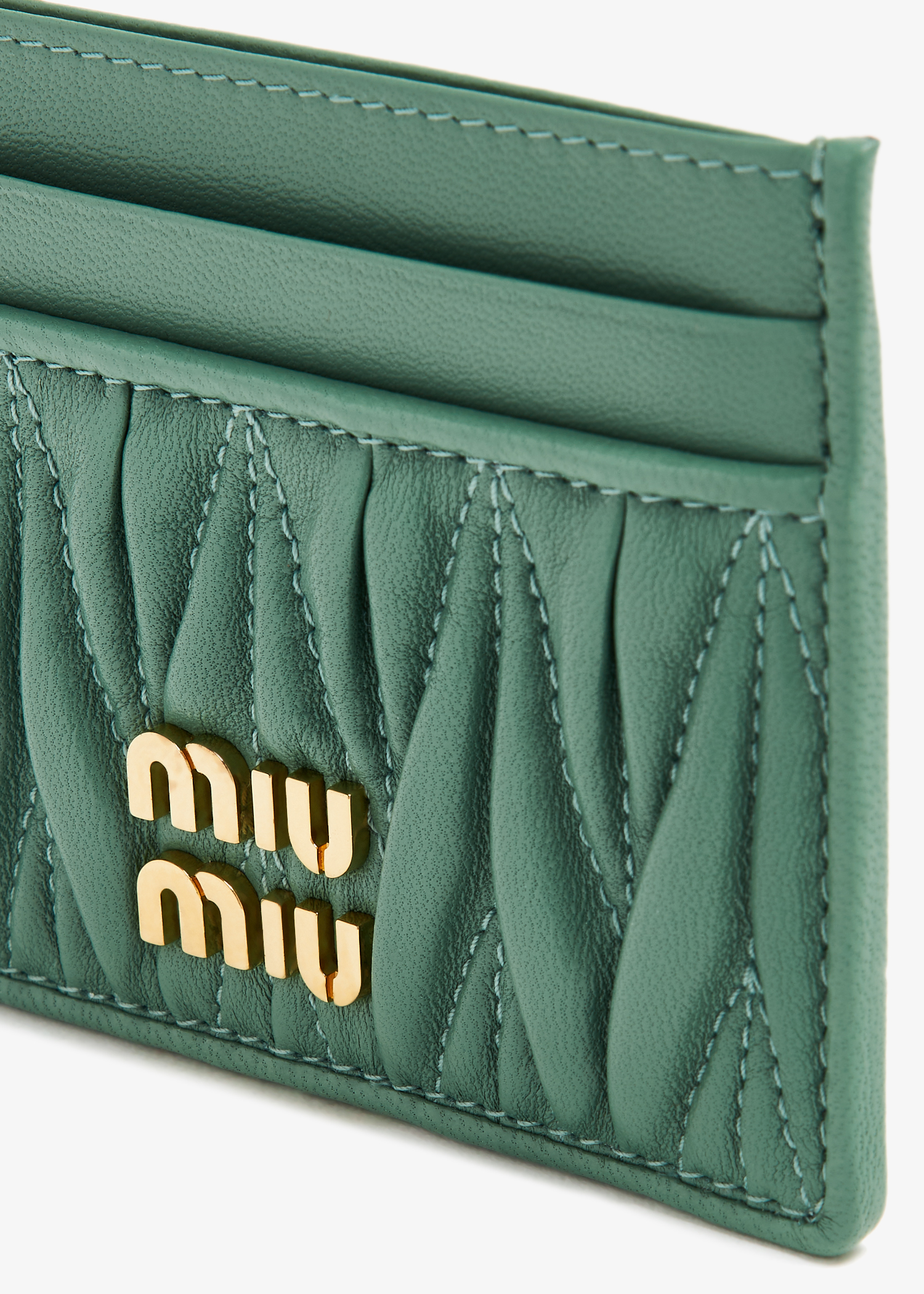 

Matelassé leather card holder, Green