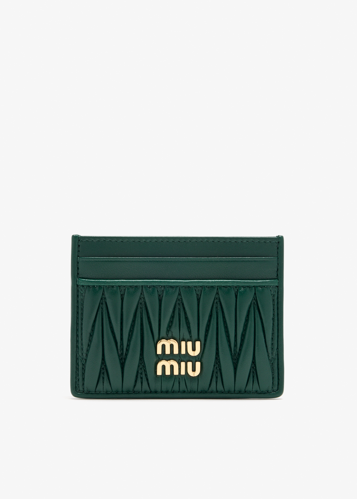 

Matelassé nappa leather card holder, Green