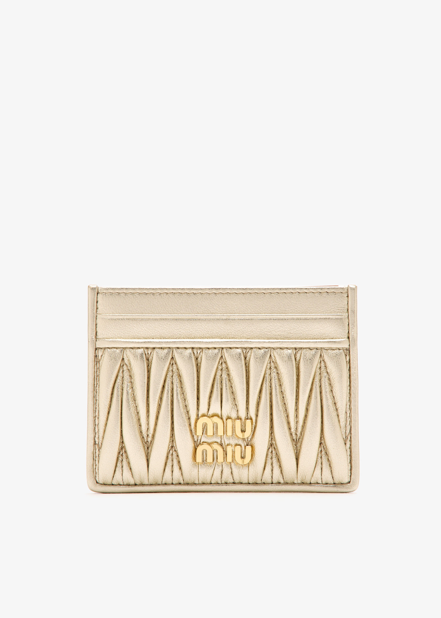 

Matelassé nappa leather card holder, Gold