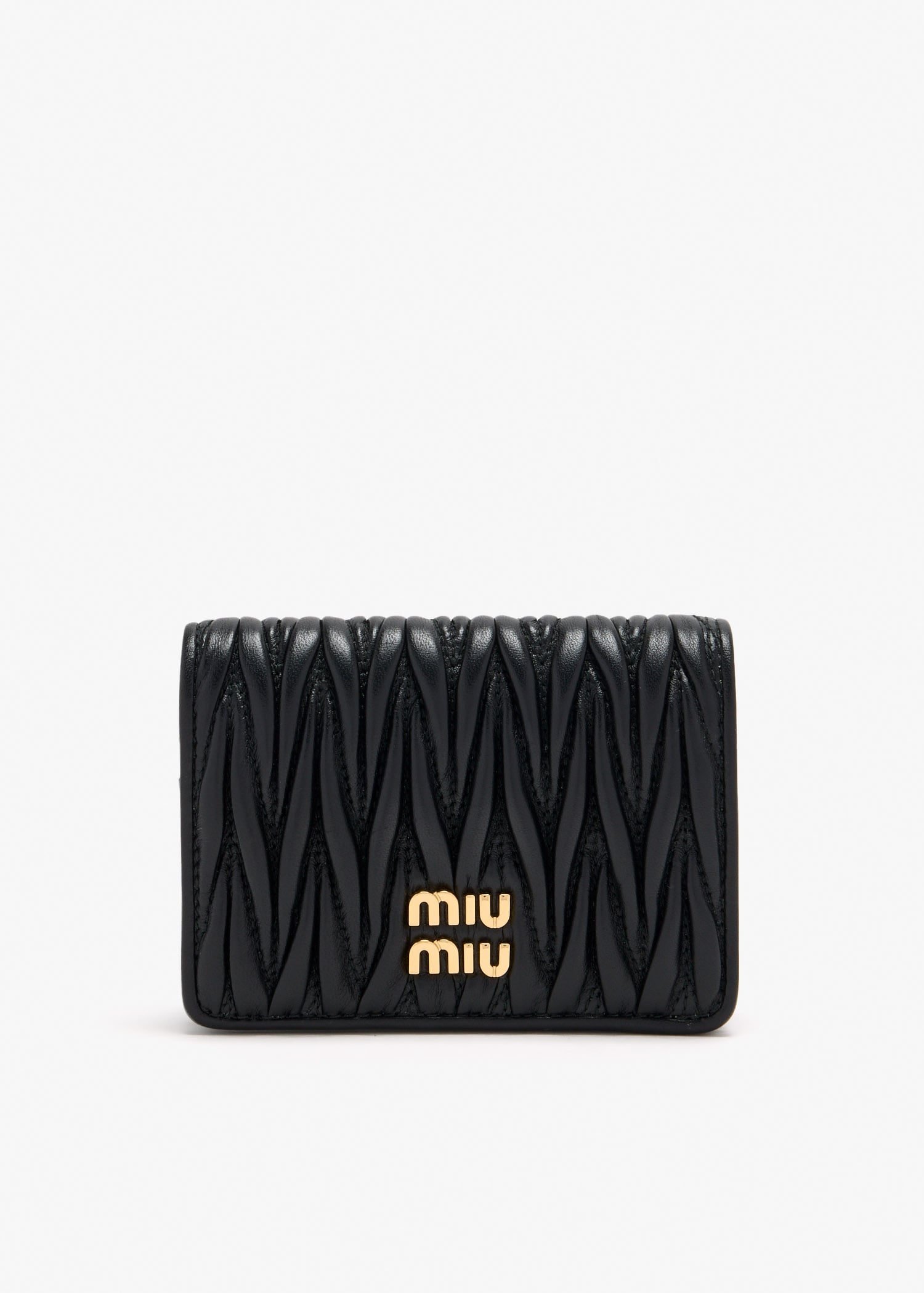 

Small matelassé nappa leather wallet, Black