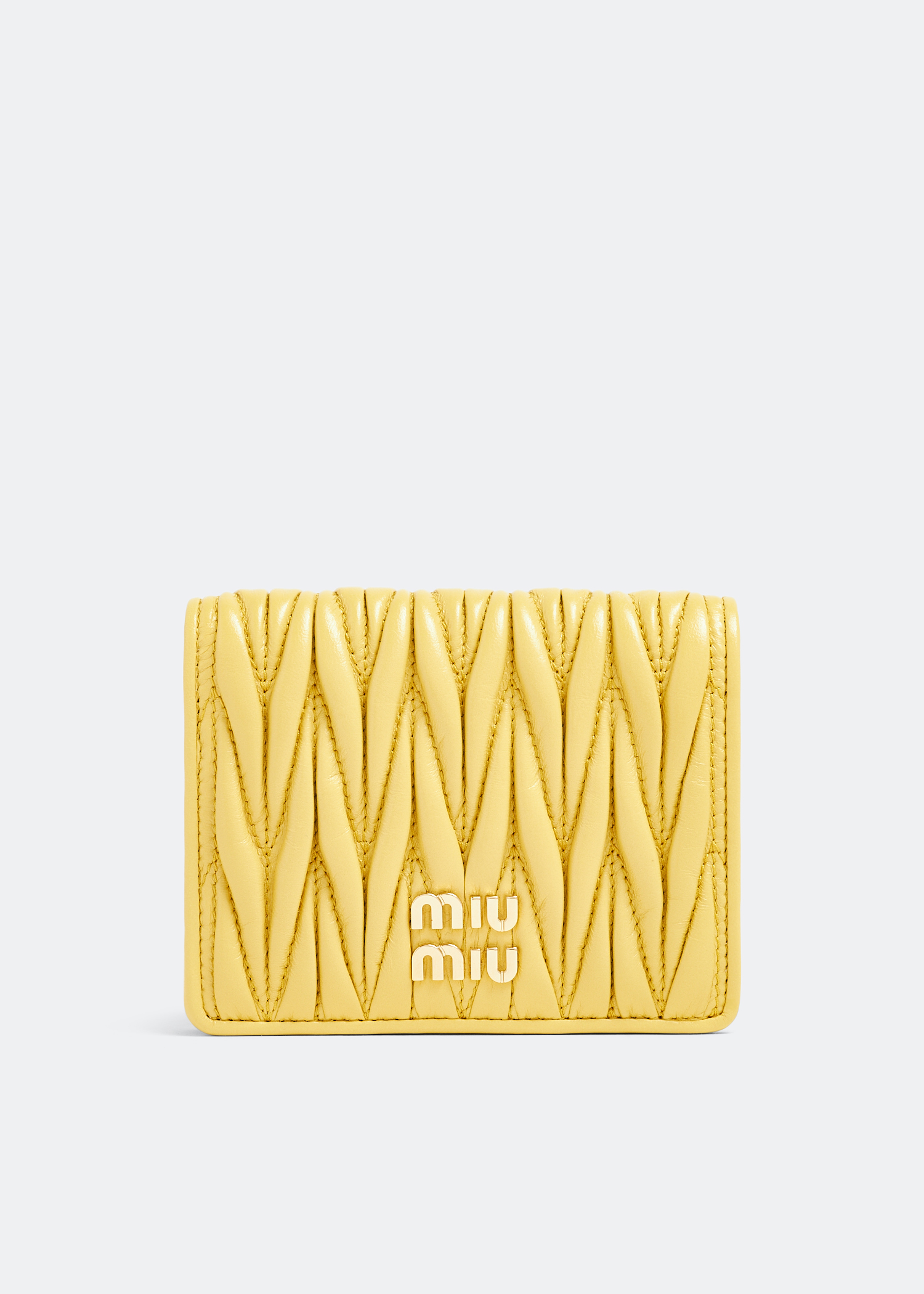 

Matelassé leather small wallet, Yellow