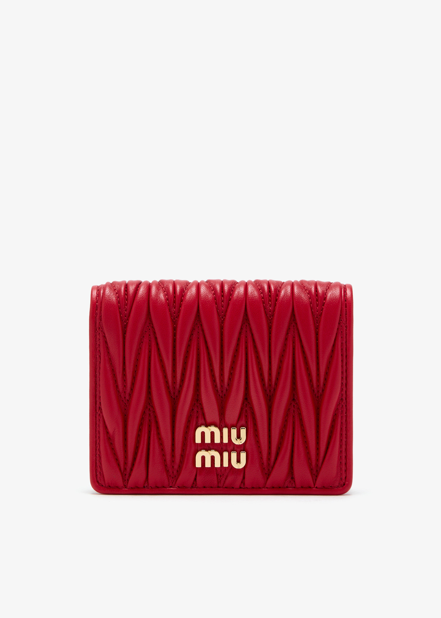 

Small matelassé nappa leather wallet, Red