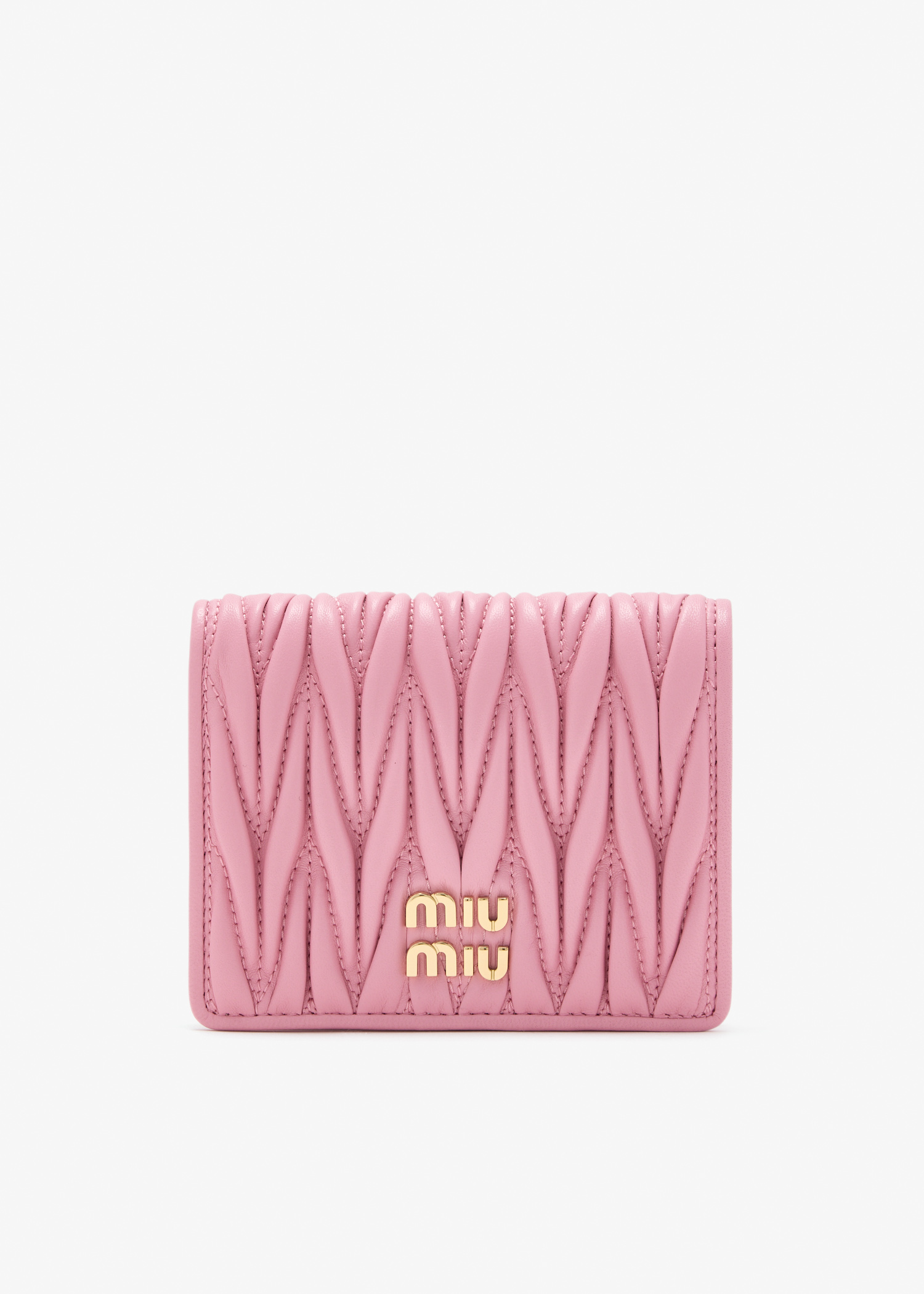 

Small matelassé nappa leather wallet, Pink