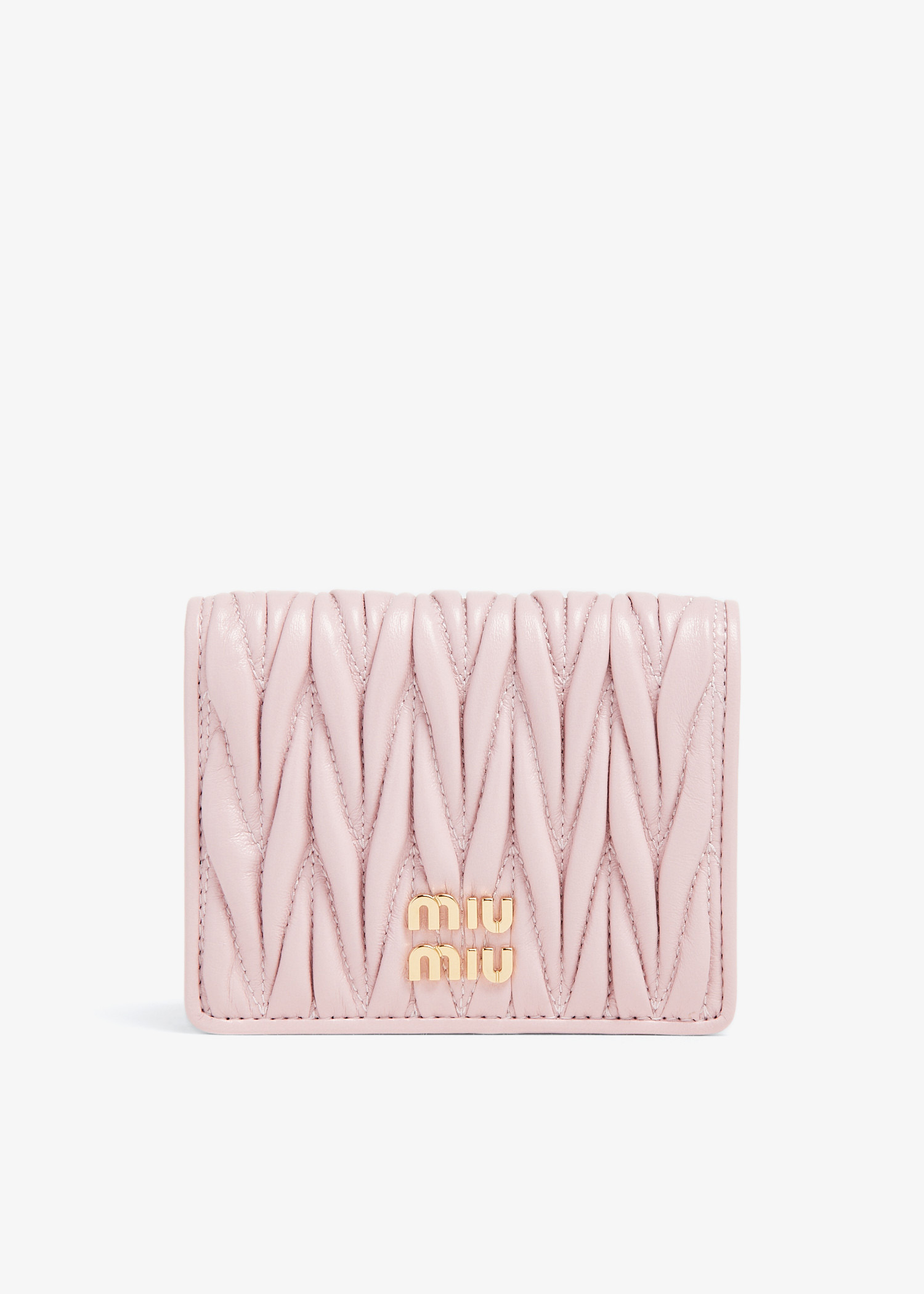 

Matelassé leather small wallet, Pink