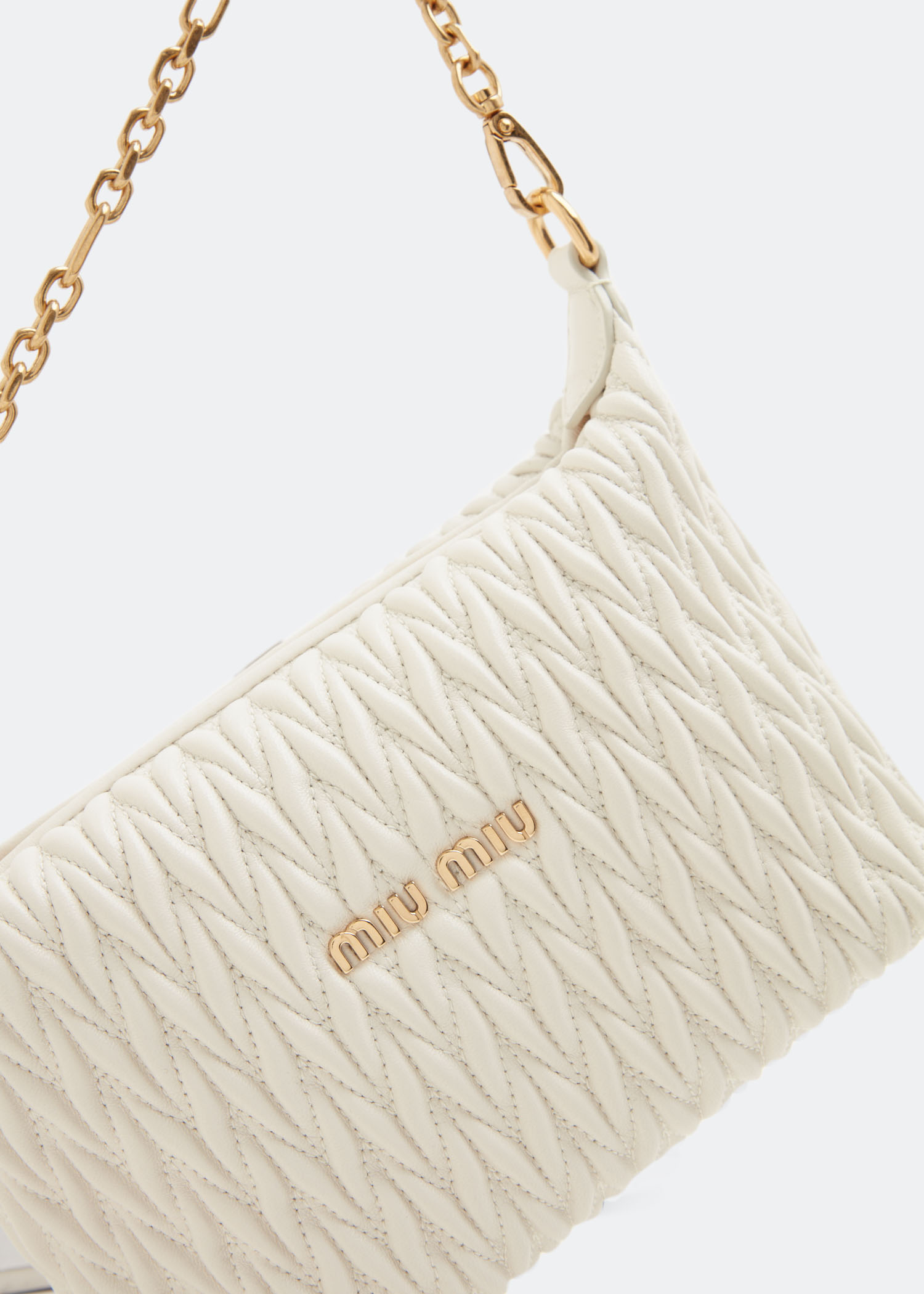 

Miu Spirit matelassé leather mini bag, White