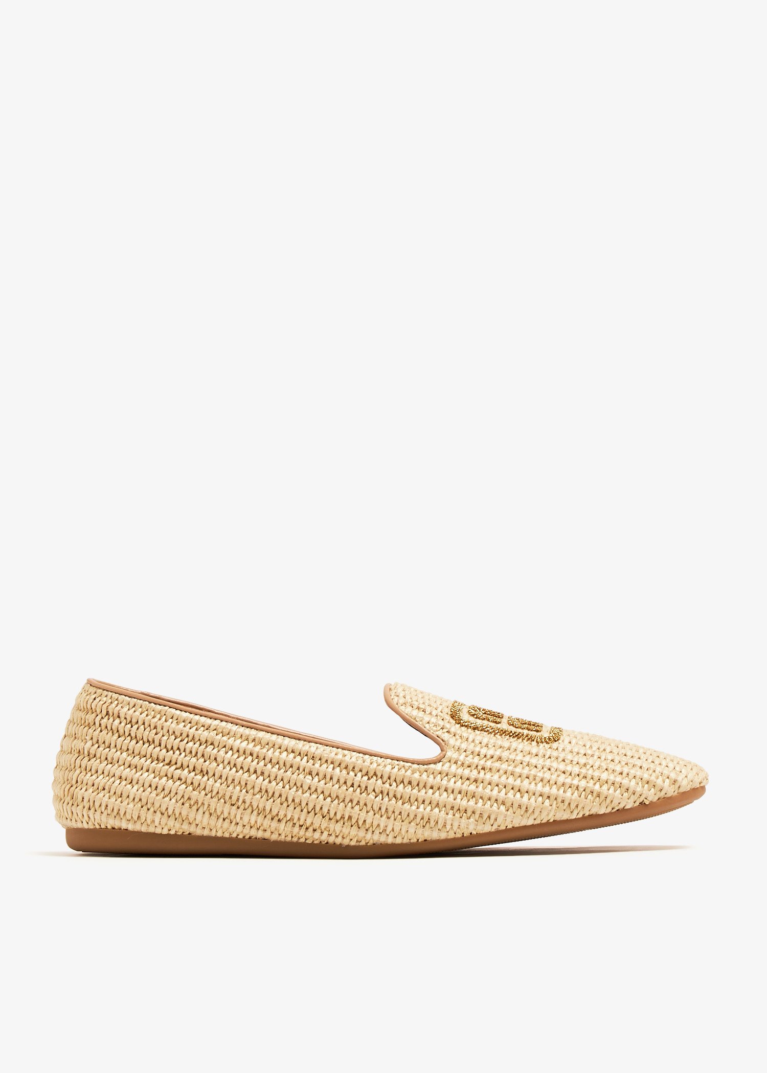 

Raffia-effect slippers, Beige