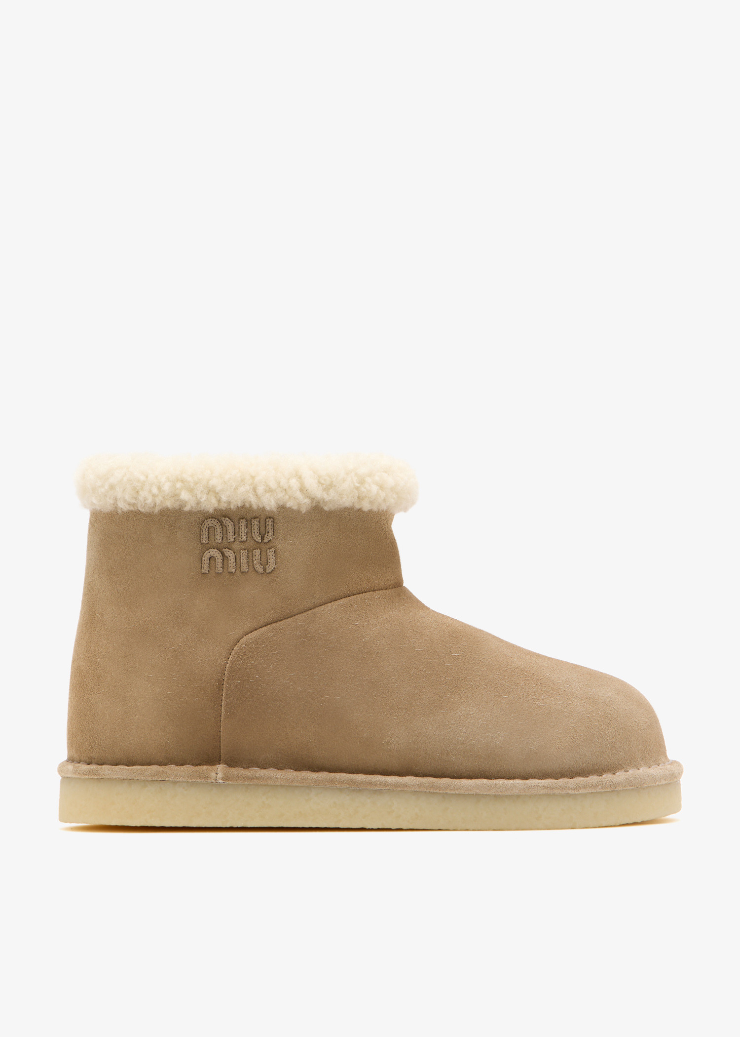 

Suede and shearling booties, Beige