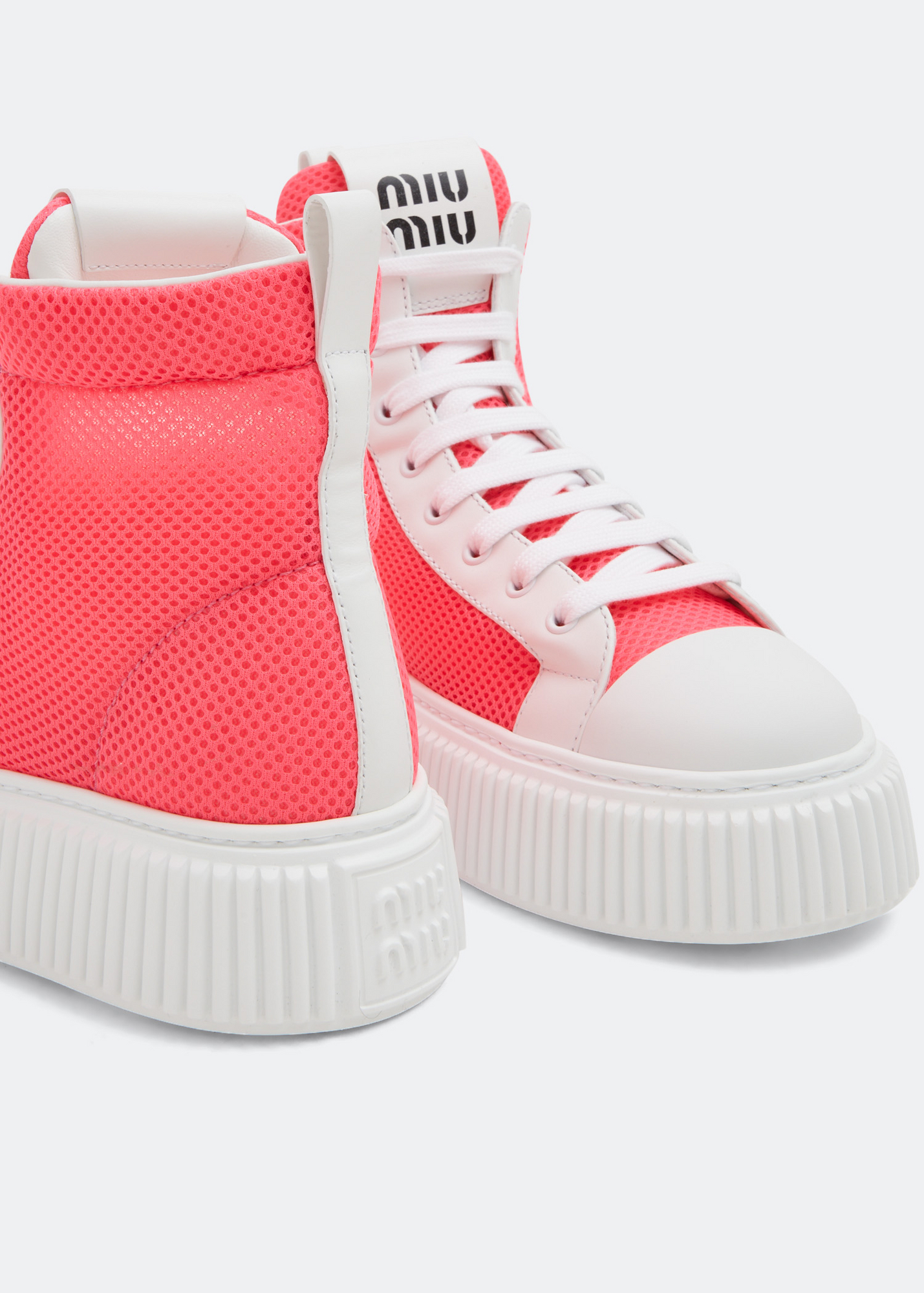 

Mesh flatform high-top sneakers, Pink