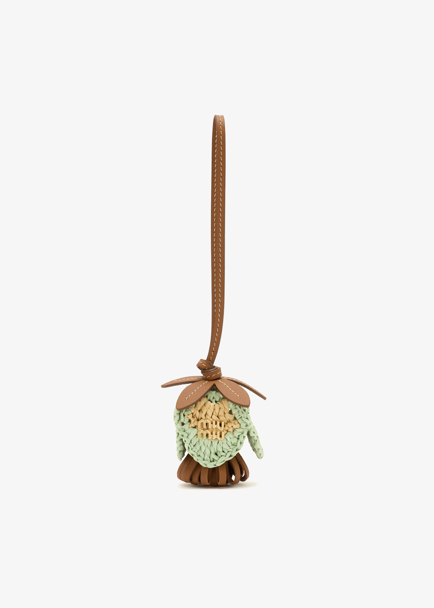 

Leather and raffia-effect yarn trick, Brown