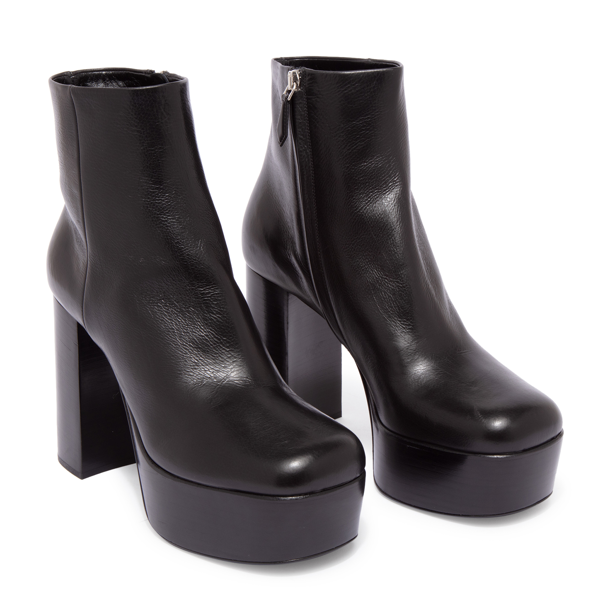 

Leather platform boots, Black