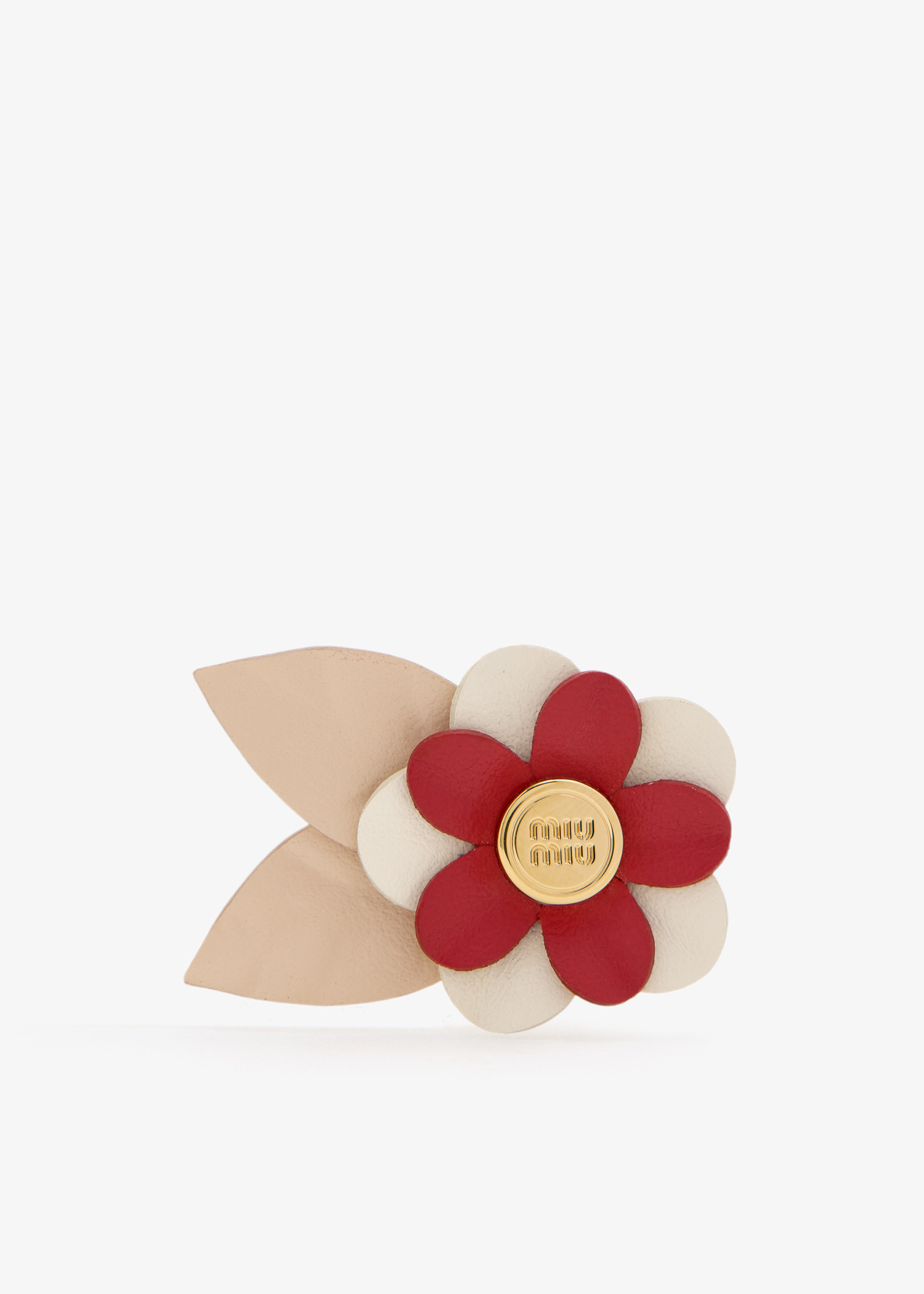 

Leather floral brooch, Red