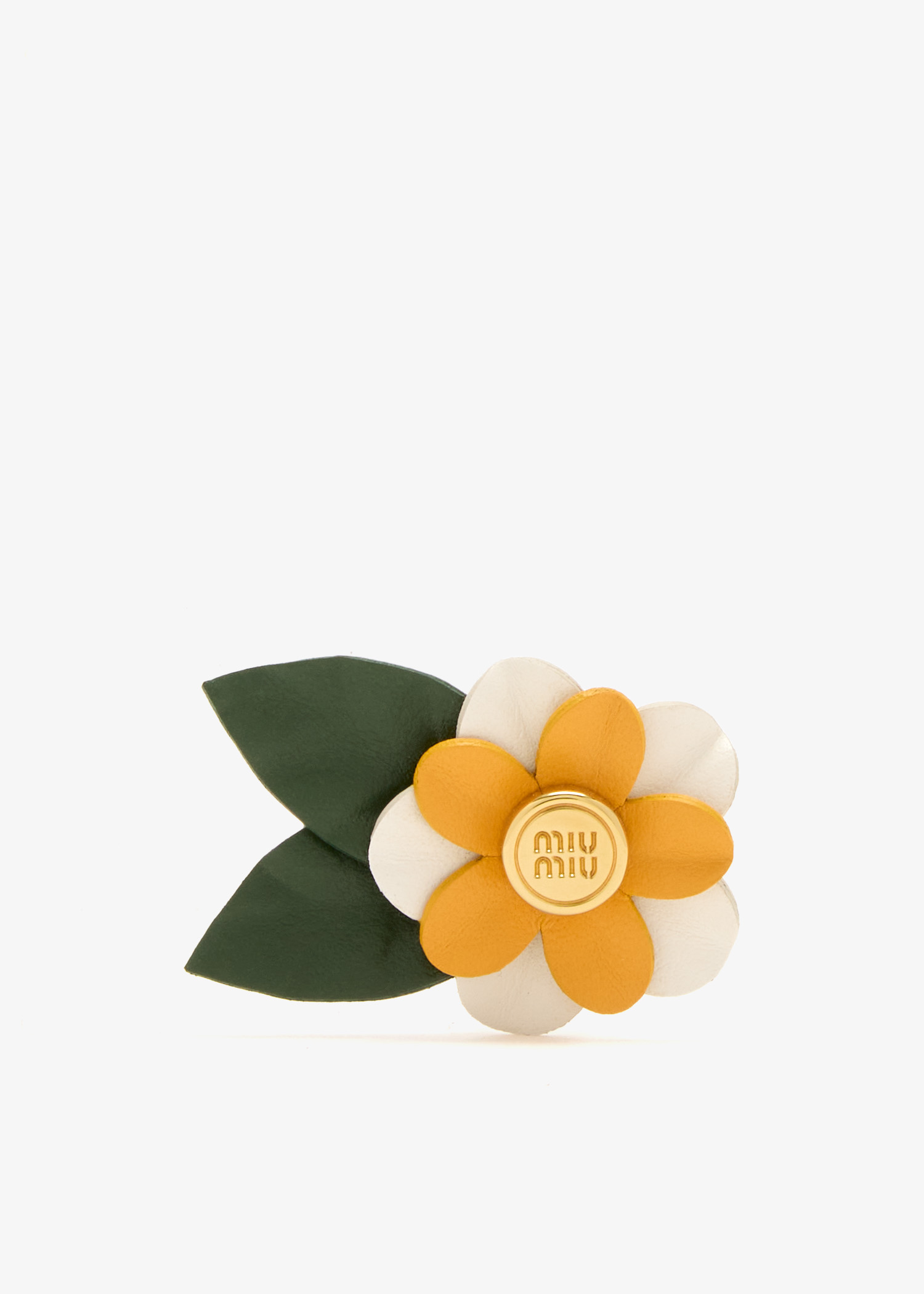 

Leather floral brooch, Green