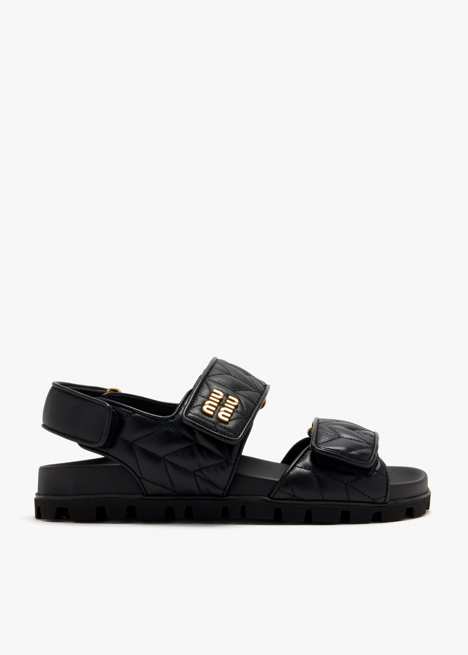 

Sporty matelassé sandals, Black