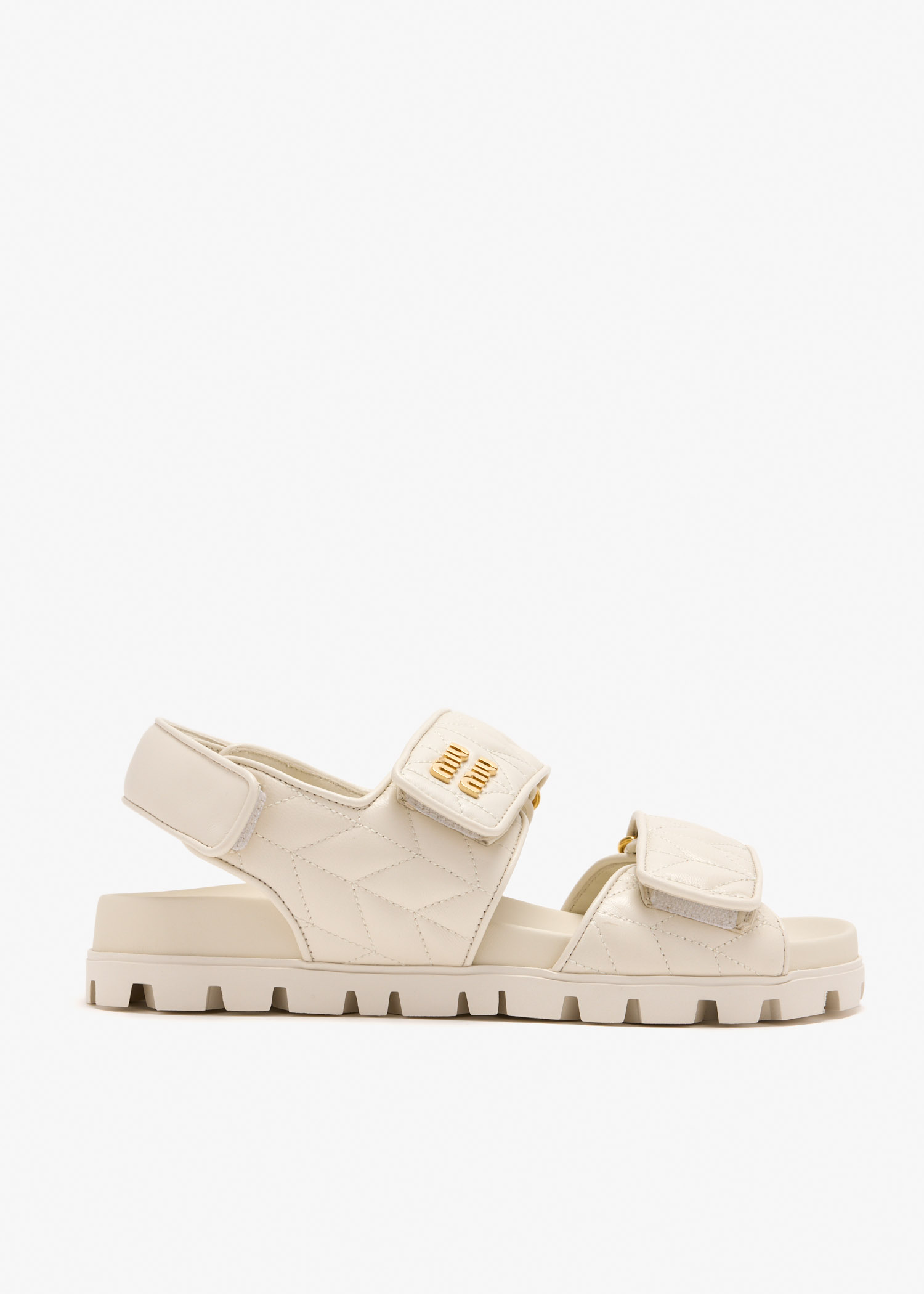 

Sporty matelassé sandals, Cream