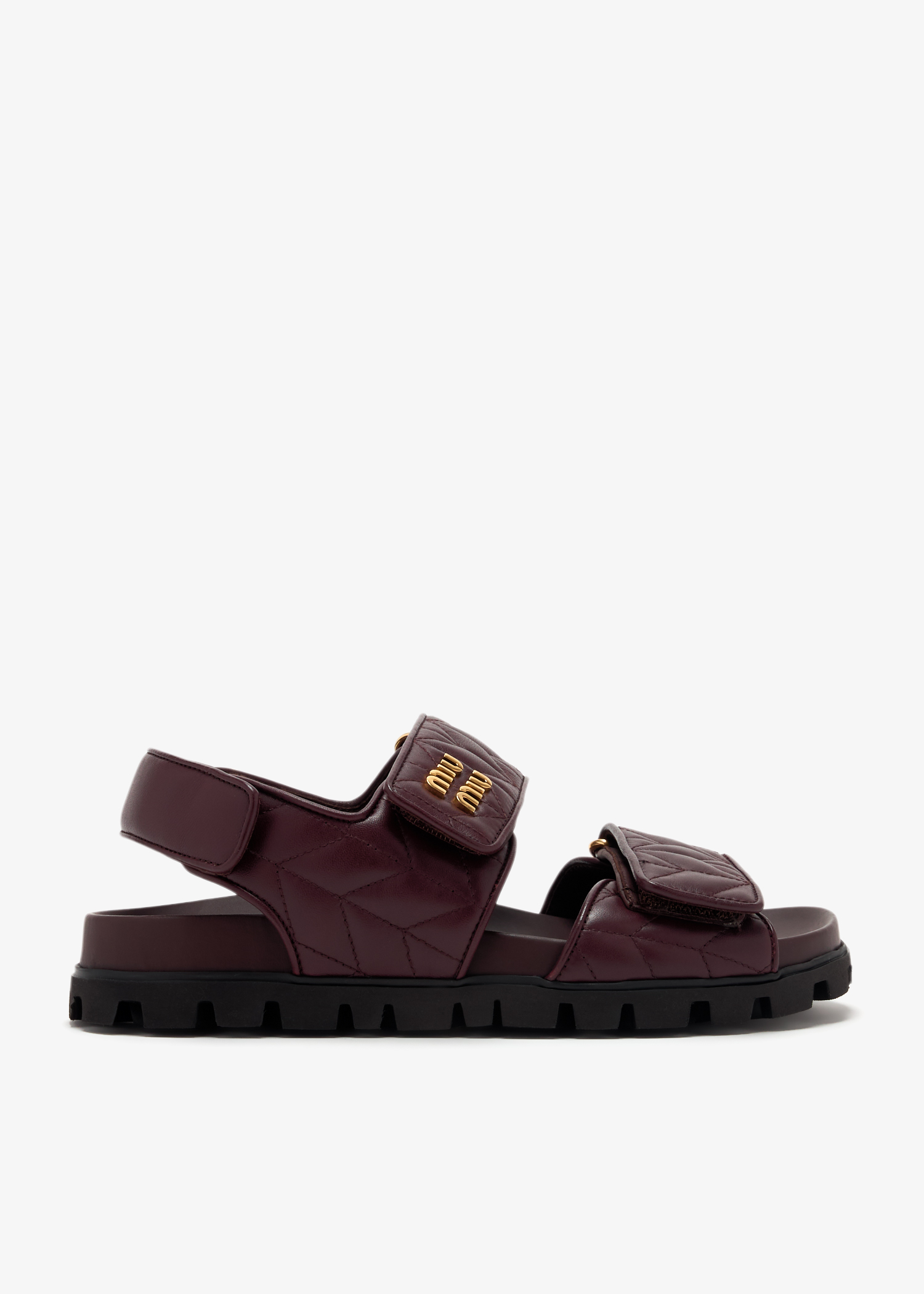 

Sporty matelassé nappa leather sandals, Brown