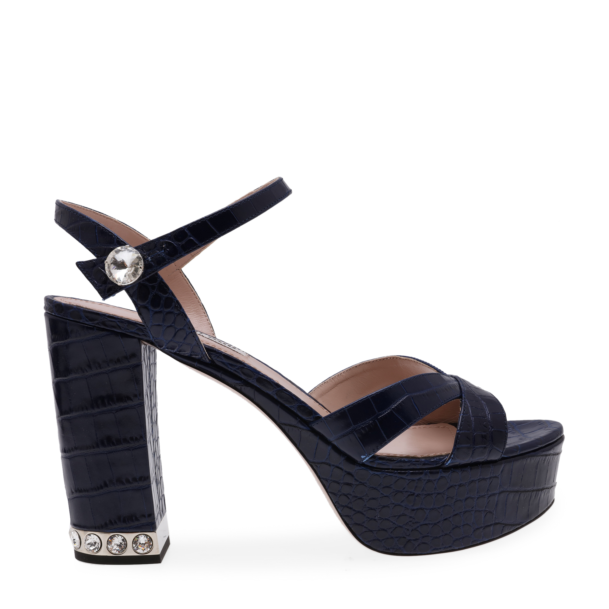 

Leather platform sandals, Blue