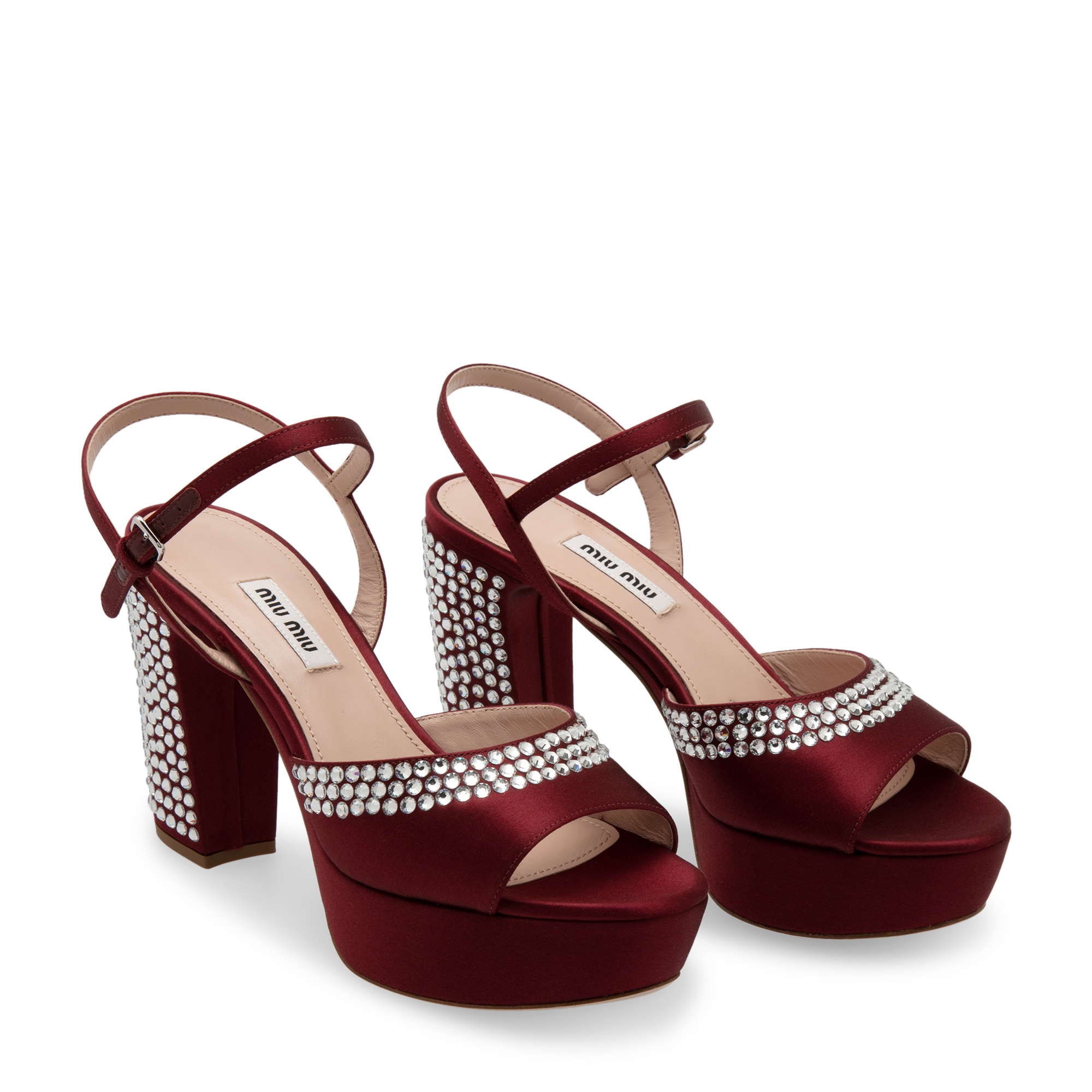 

Crystal platform sandals, Red