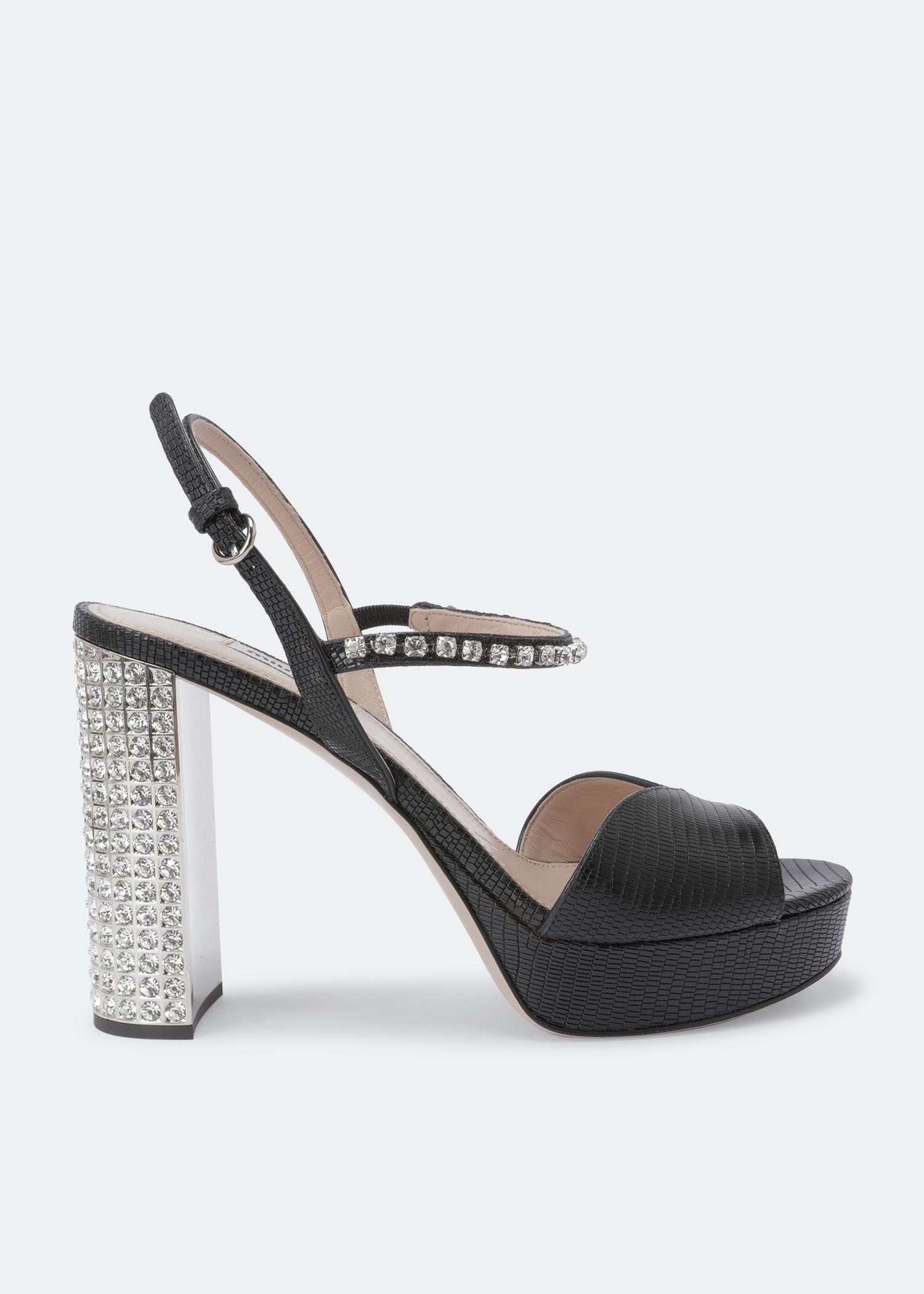 

Leather platform sandals, Black