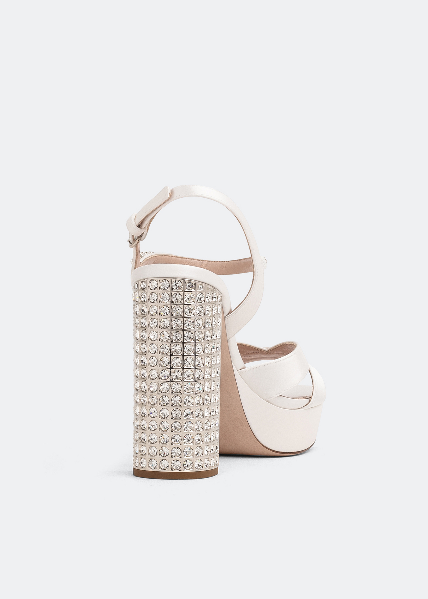 

Satin platform sandals, White