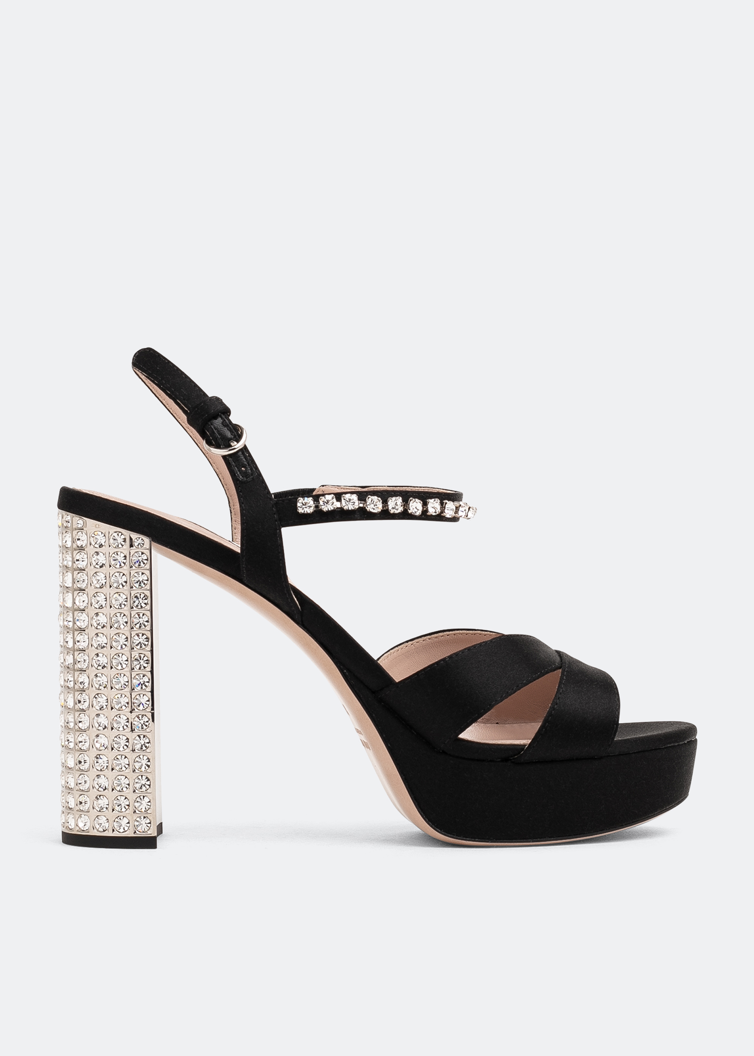 

Satin platform sandals, Black