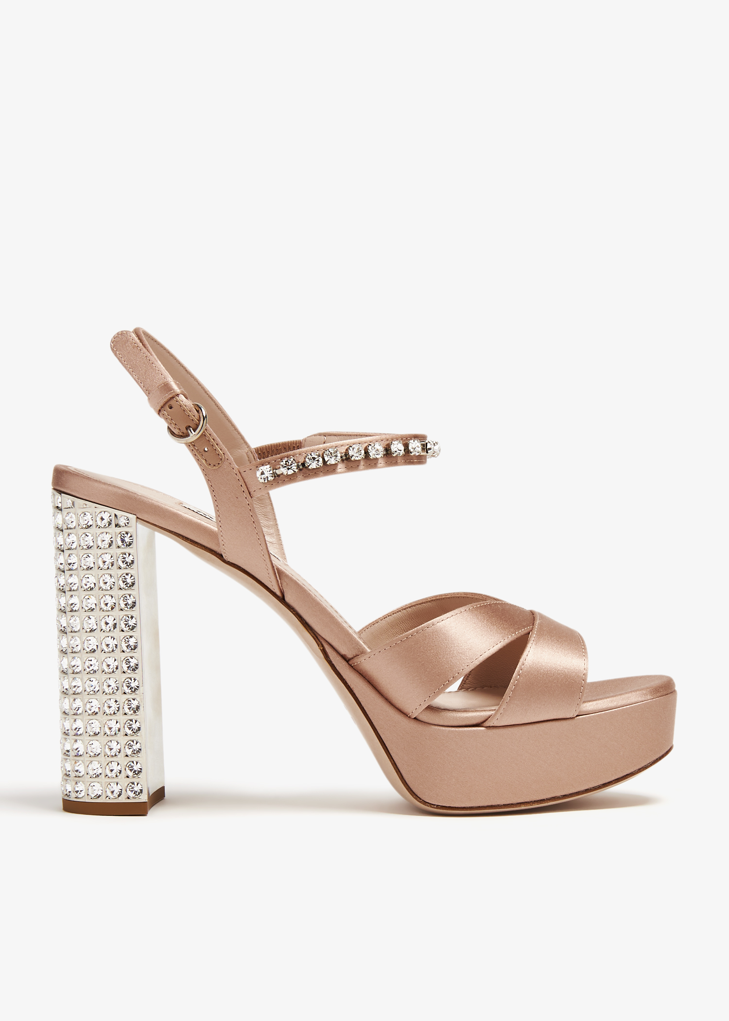 

Satin platform sandals, Beige